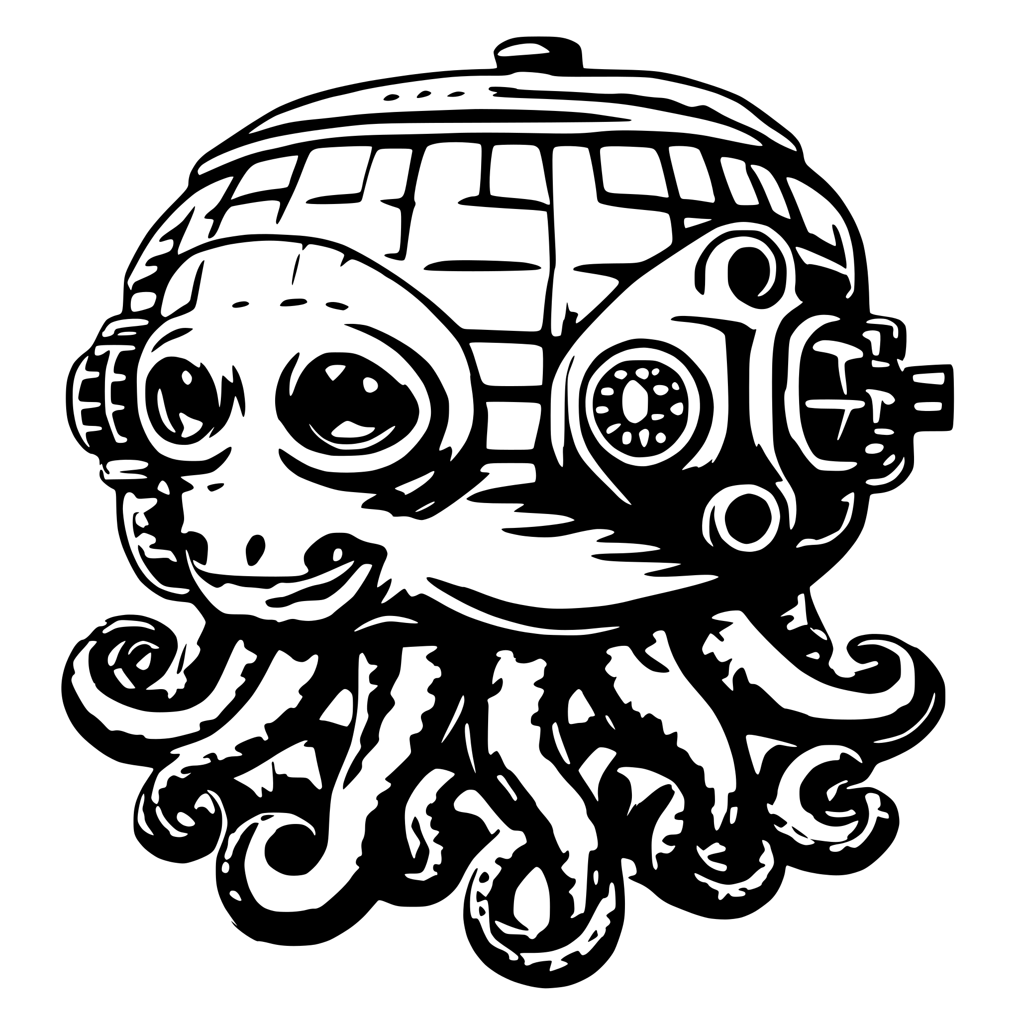 AI-generated SVG of 'SEA MINE AND ONE OCTOPUS'