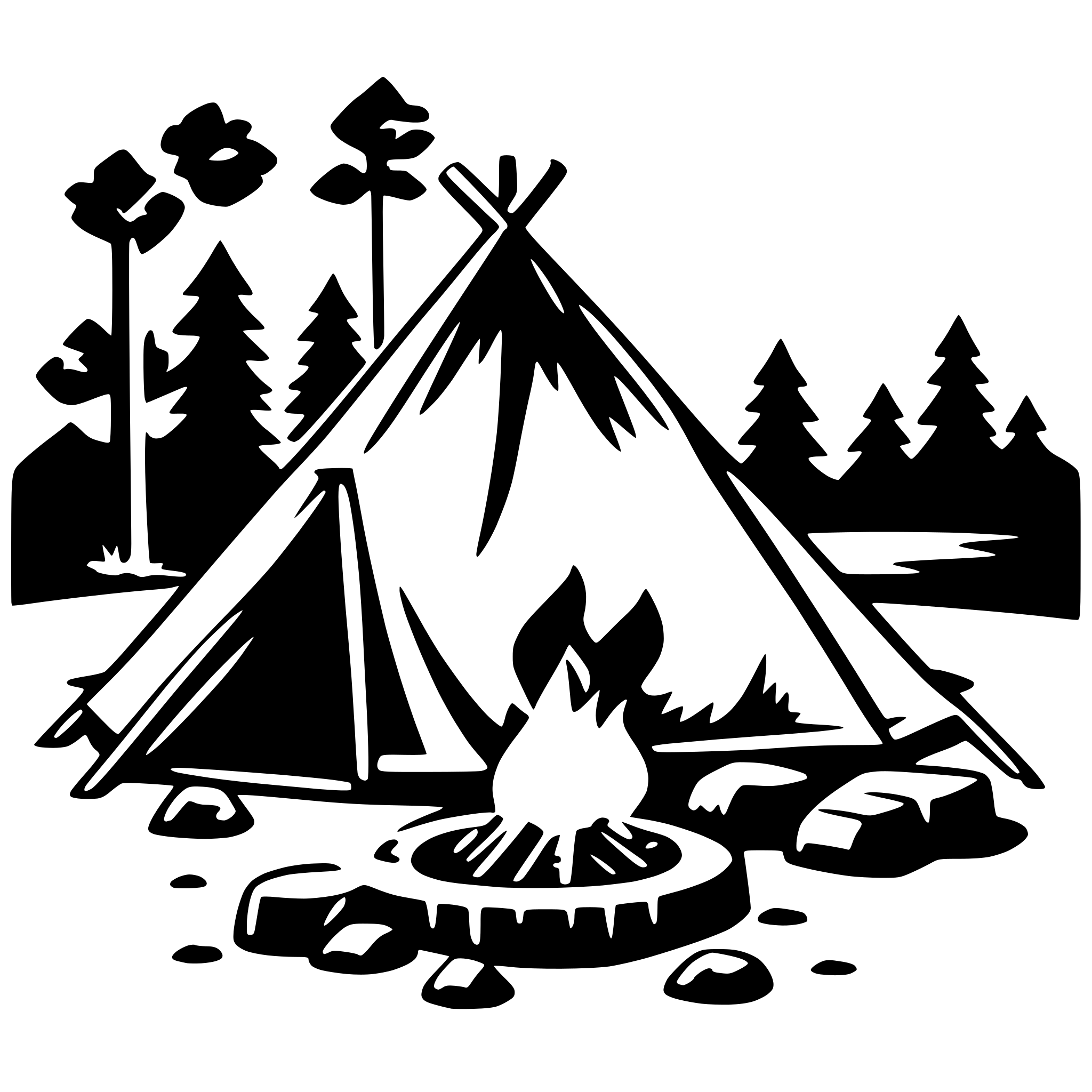 AI-generated SVG of 'tent and campfire'