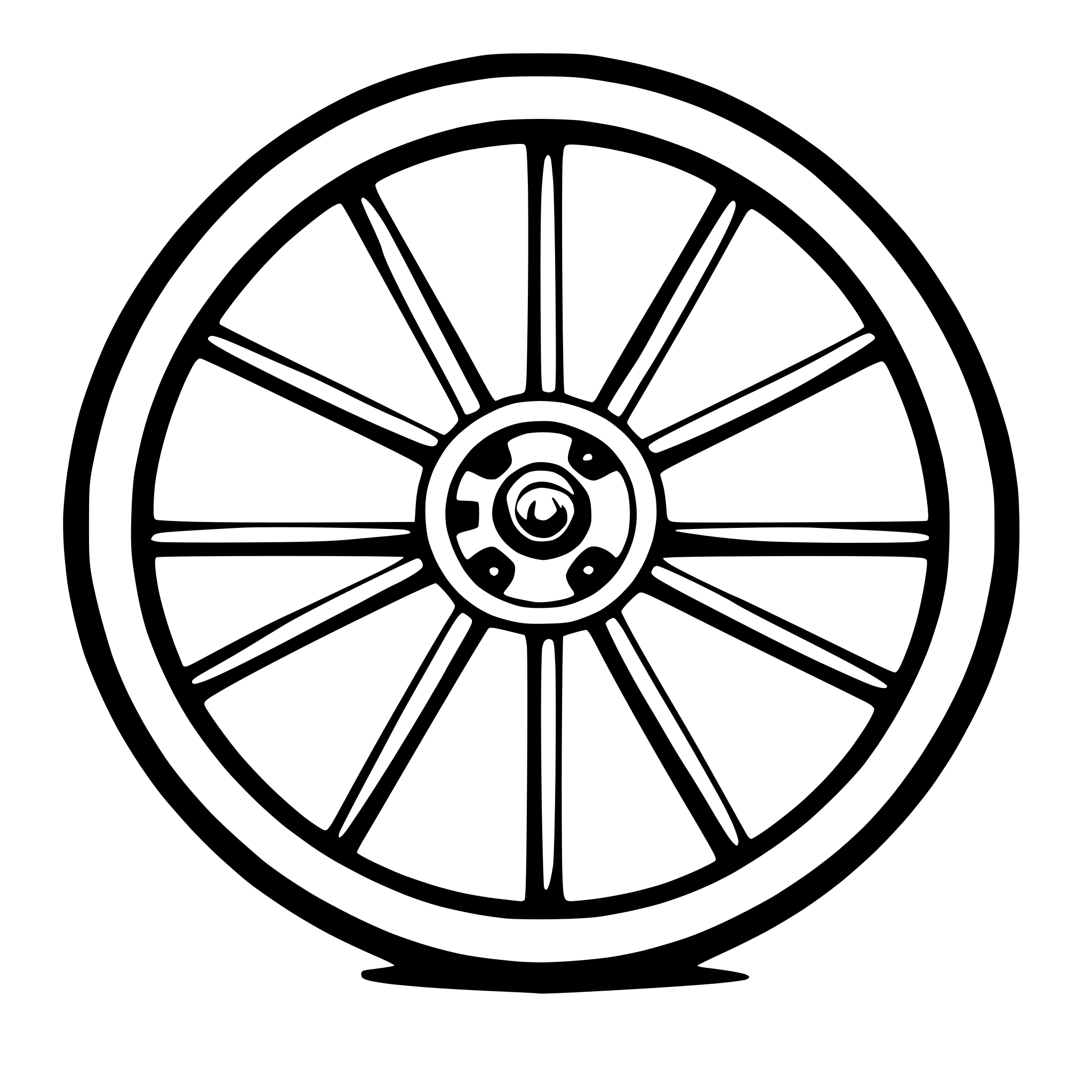 AI-generated SVG of 'wery simple outline six spoke bike wheel'