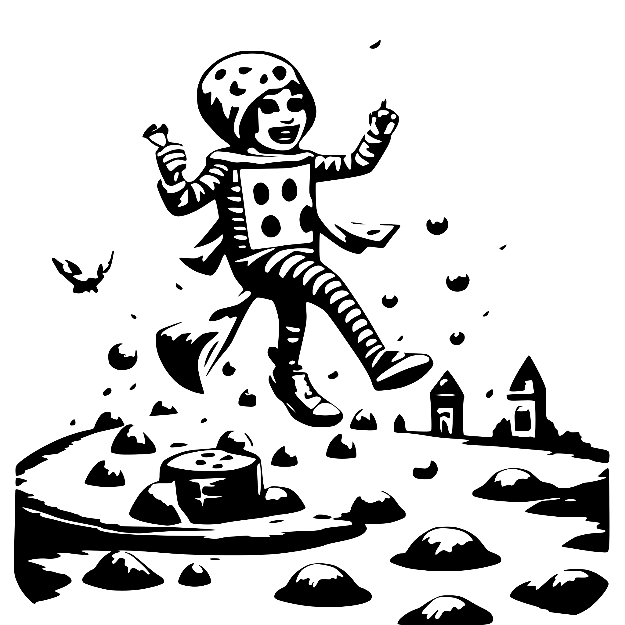 AI-generated SVG of a Someone run and turn into a milkshake which fly on Sky and fall on the Moon of cheese