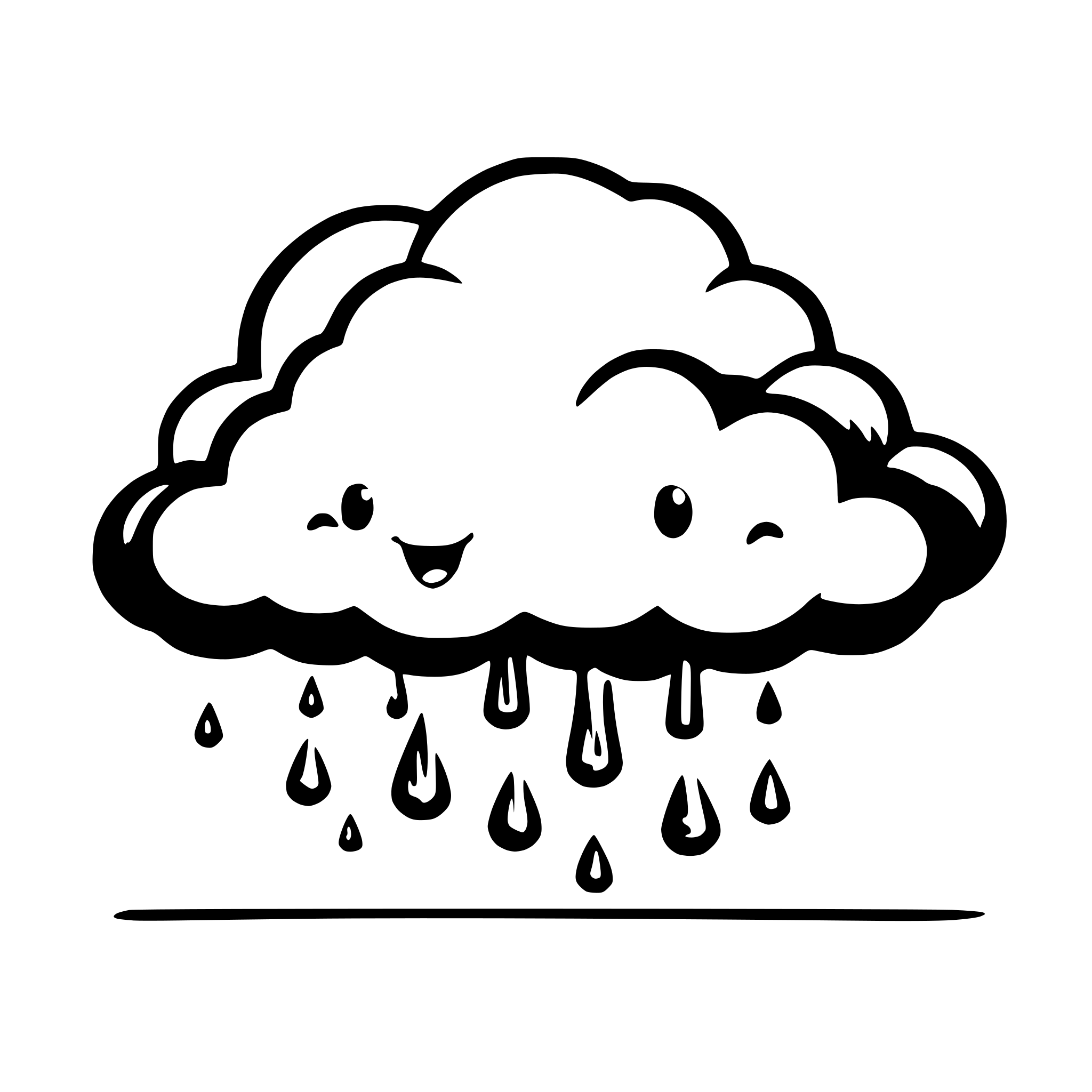 AI-generated SVG of a Happy cloud in a rainy sky