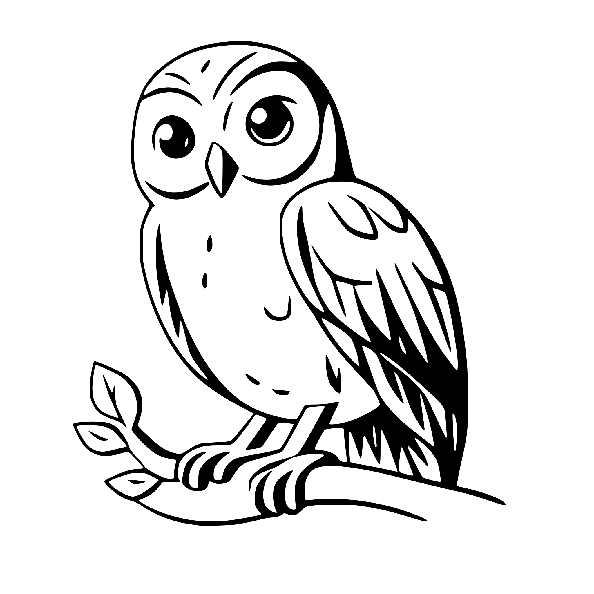 AI-generated SVG of 'owl perched on branch'