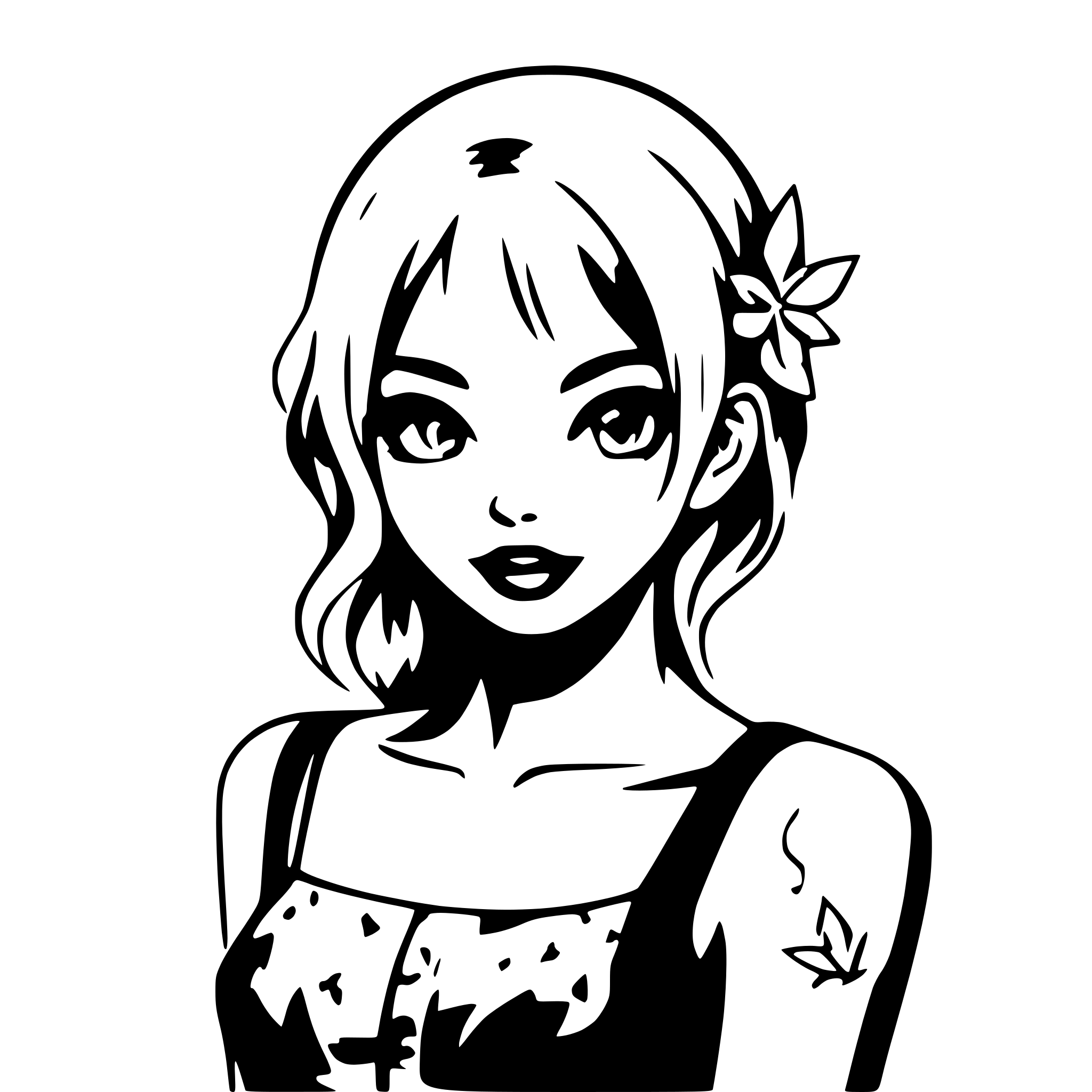 AI-generated SVG of 'girl with magical tattoos'