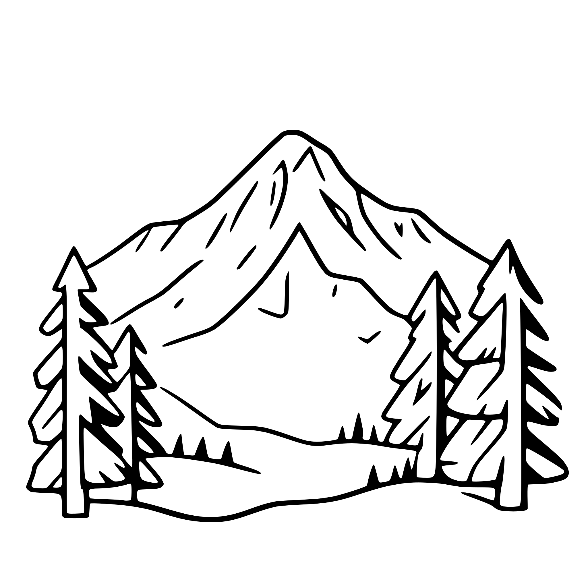 AI-generated SVG of 'mountain range with pine trees'