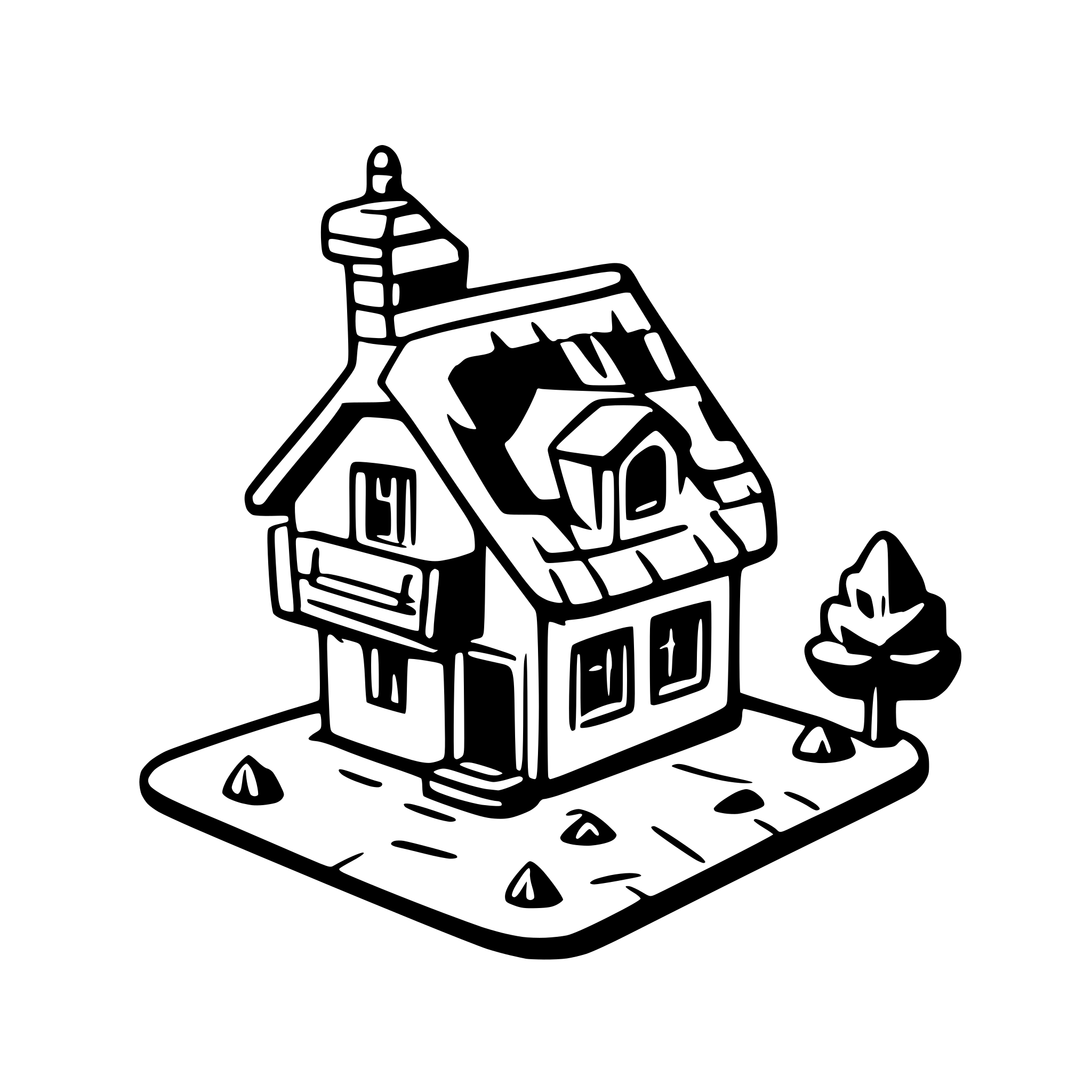 AI-generated SVG of a cartoony boring swiss house isometric
