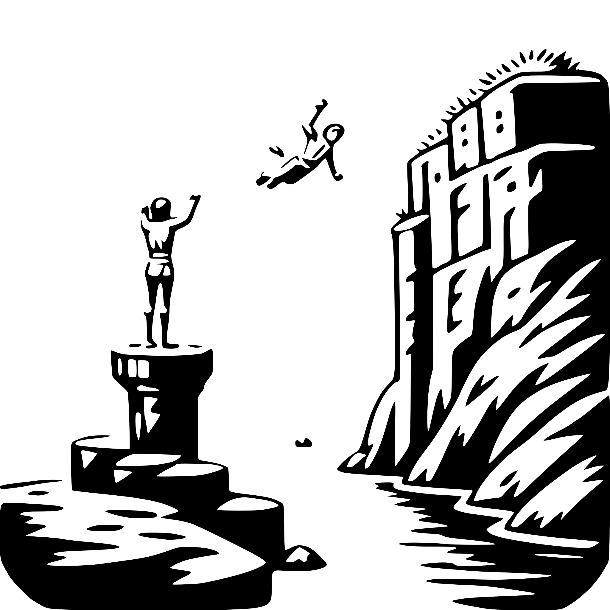 AI-generated SVG of 'cliff diving into sea'