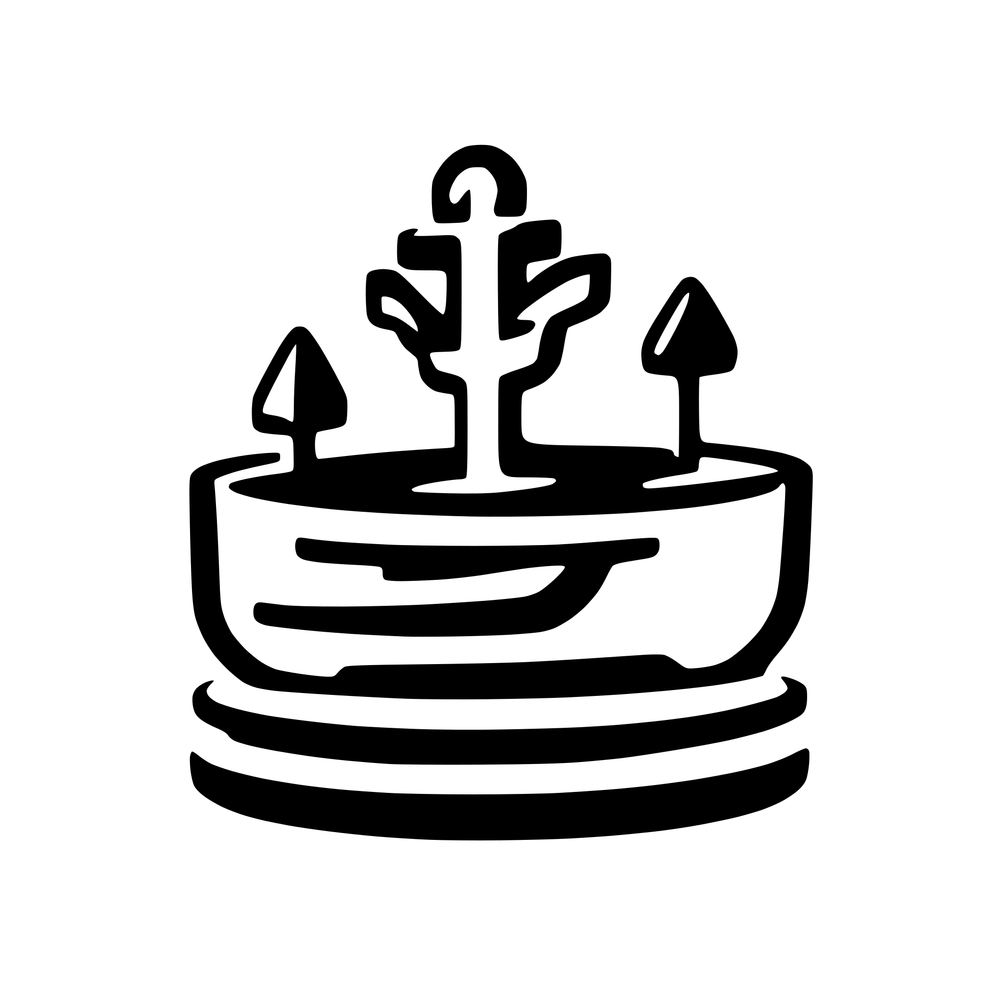 AI-generated SVG of a minimalist vector icon, square with rounded corners, smooth gradient from sky blue to navy blue, centered dark blue anchor symbol with rounded edges and circular top loop, geometric design, semi-transparent dock platform at bottom with subtle curve, four white square placeholders evenly spaced on platform, flat material design aesthetic, clean lines, no textures or complex shadows, modern UI style, app icon design