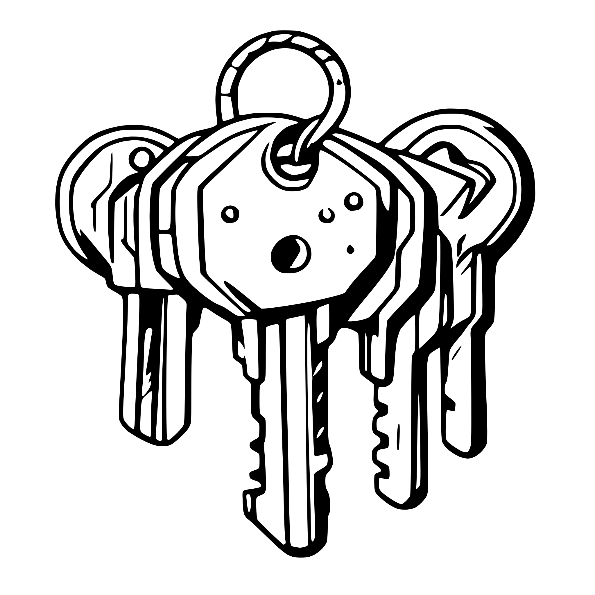 AI-generated SVG of a funky drawing of a bundle of keys