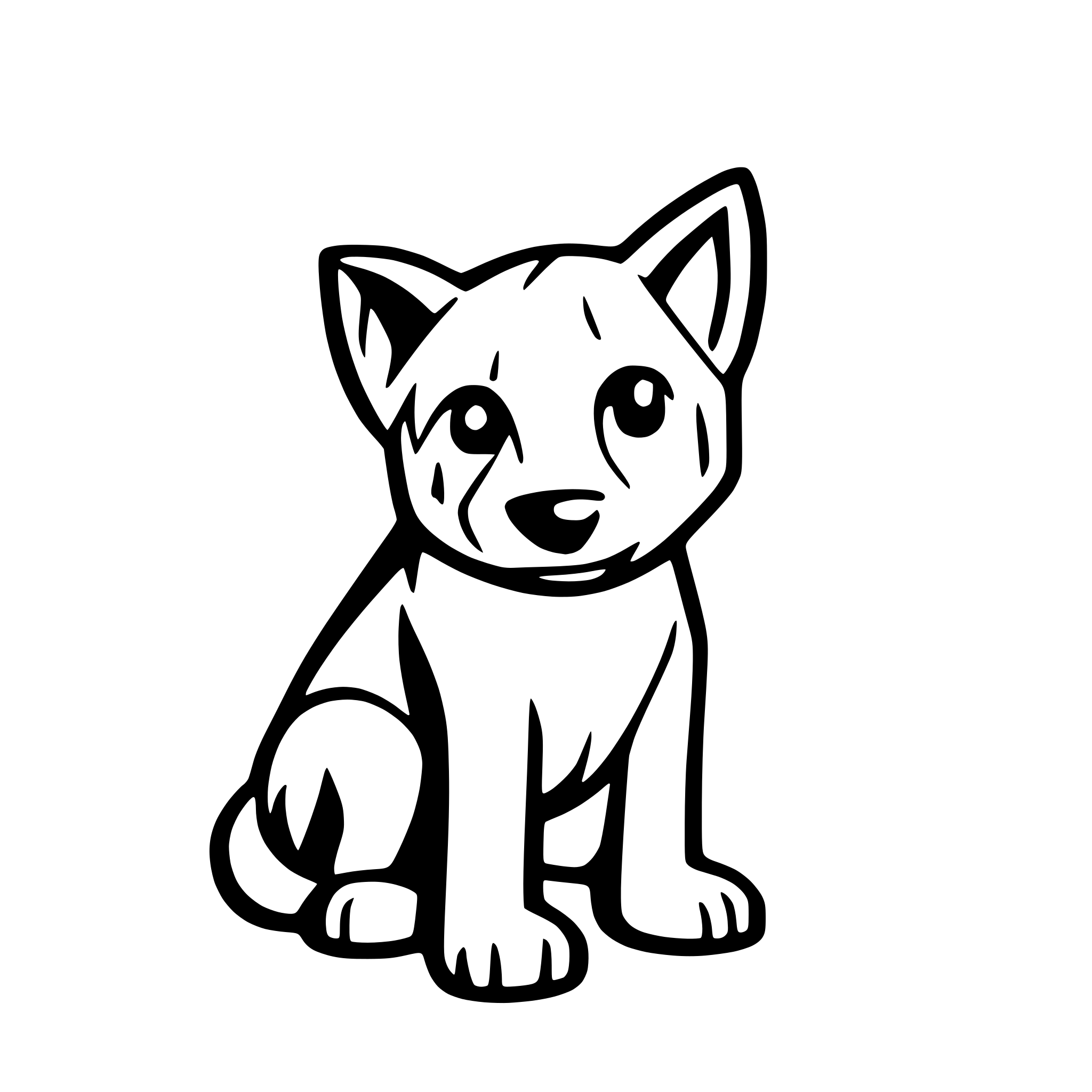 AI-generated SVG of a bulterier outline dog