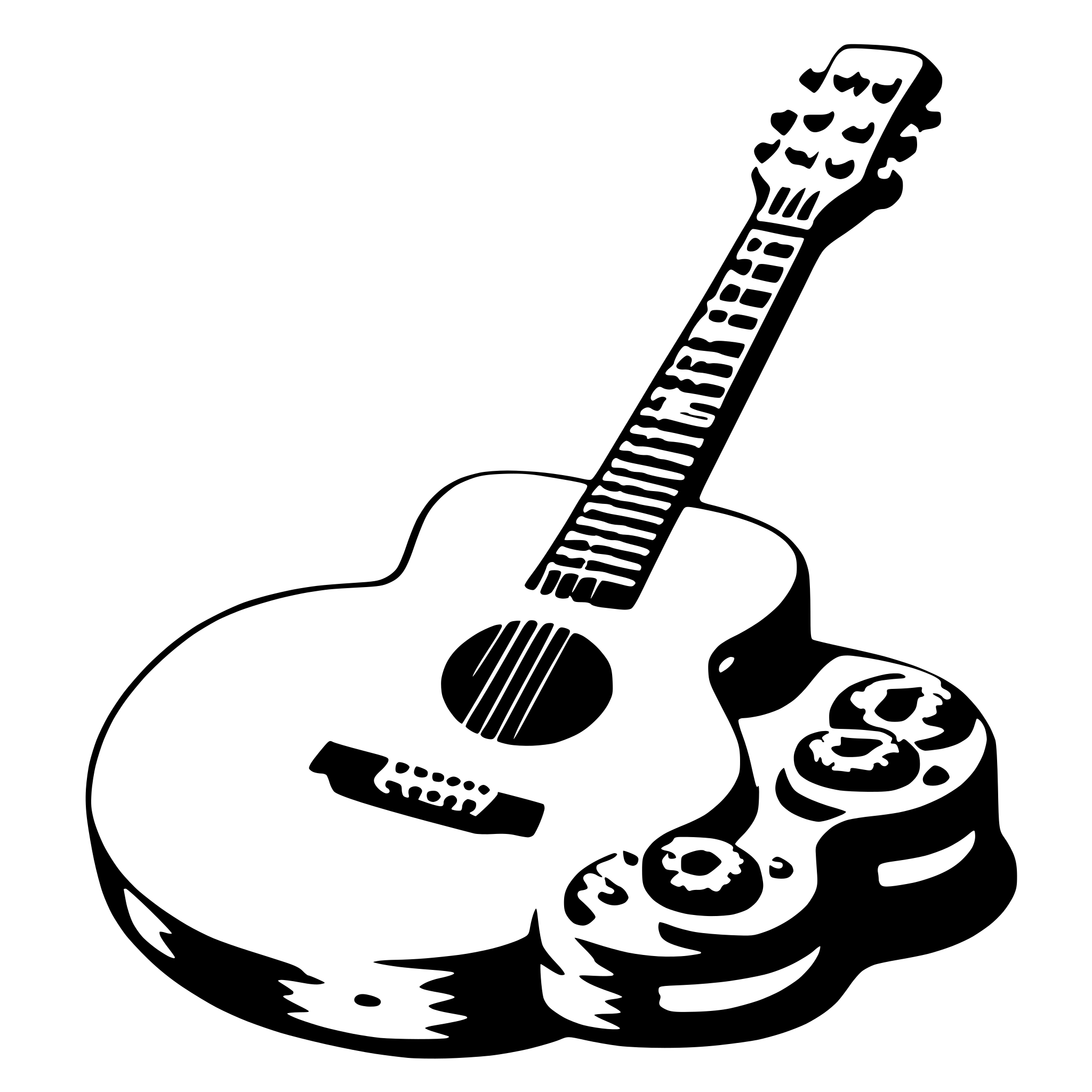AI-generated SVG of a a guitar that is made of donuts