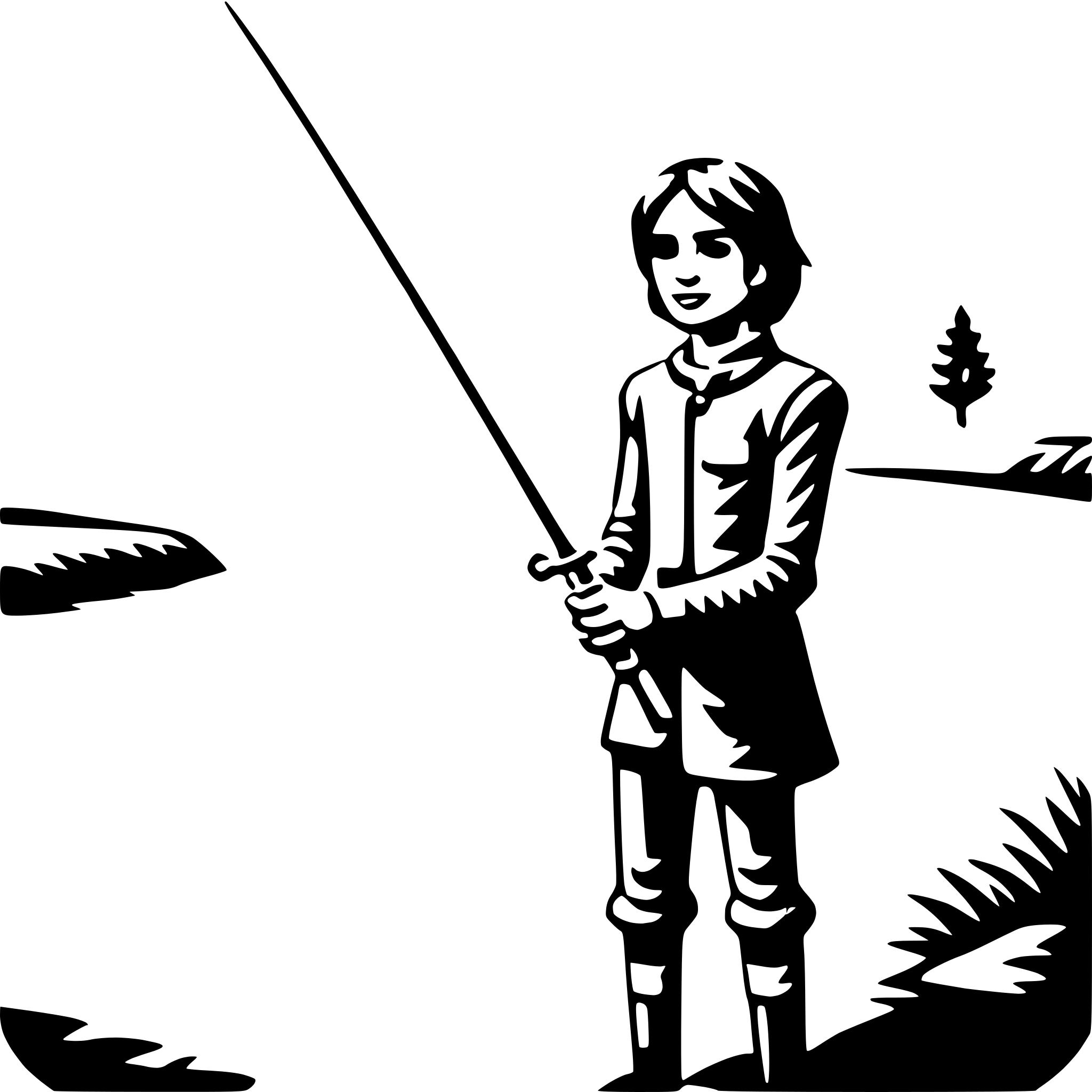 The SVG depicts a stylized, cartoon-like illustration of a person standing in a field. The person is holding a sword with both hands, gripping the handle firmly. The individual is wearing a long-sleeved shirt and pants, suggesting a historical or fantasy setting. The background features a simple landscape with a tree and a small hill, adding to the outdoor, open-space atmosphere. The person appears to be looking off to the side, possibly observing something in the distance. The overall style is minimalistic and lacks intricate details, focusing on the main subject and the immediate surroundings. 