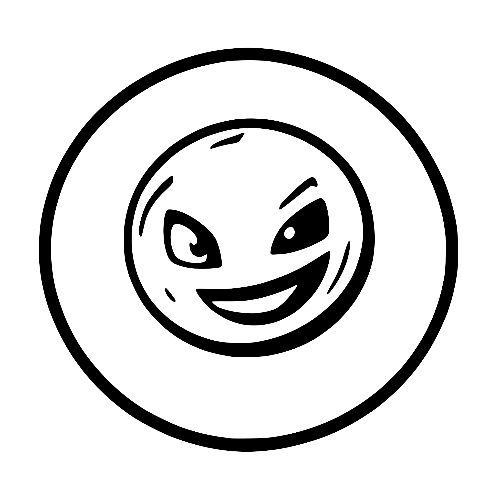 AI-generated SVG of a User icon, alien, round, wings, smiling with one tooth, eyebrows,
