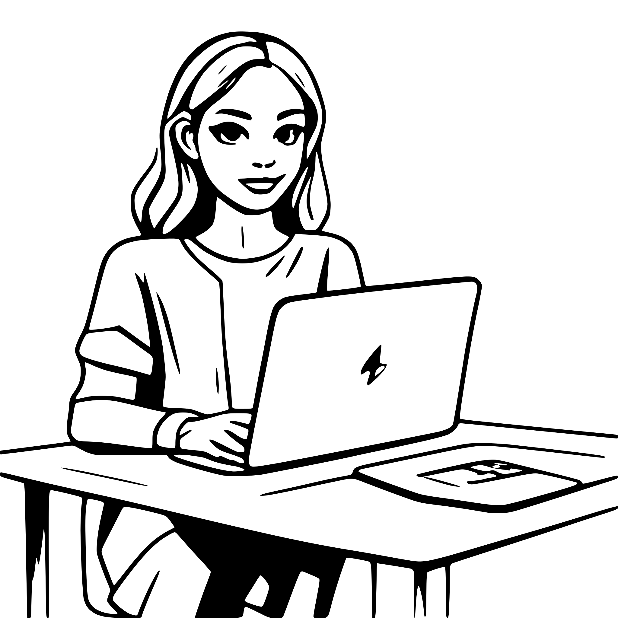 AI-generated SVG of a one line art of person with laptop