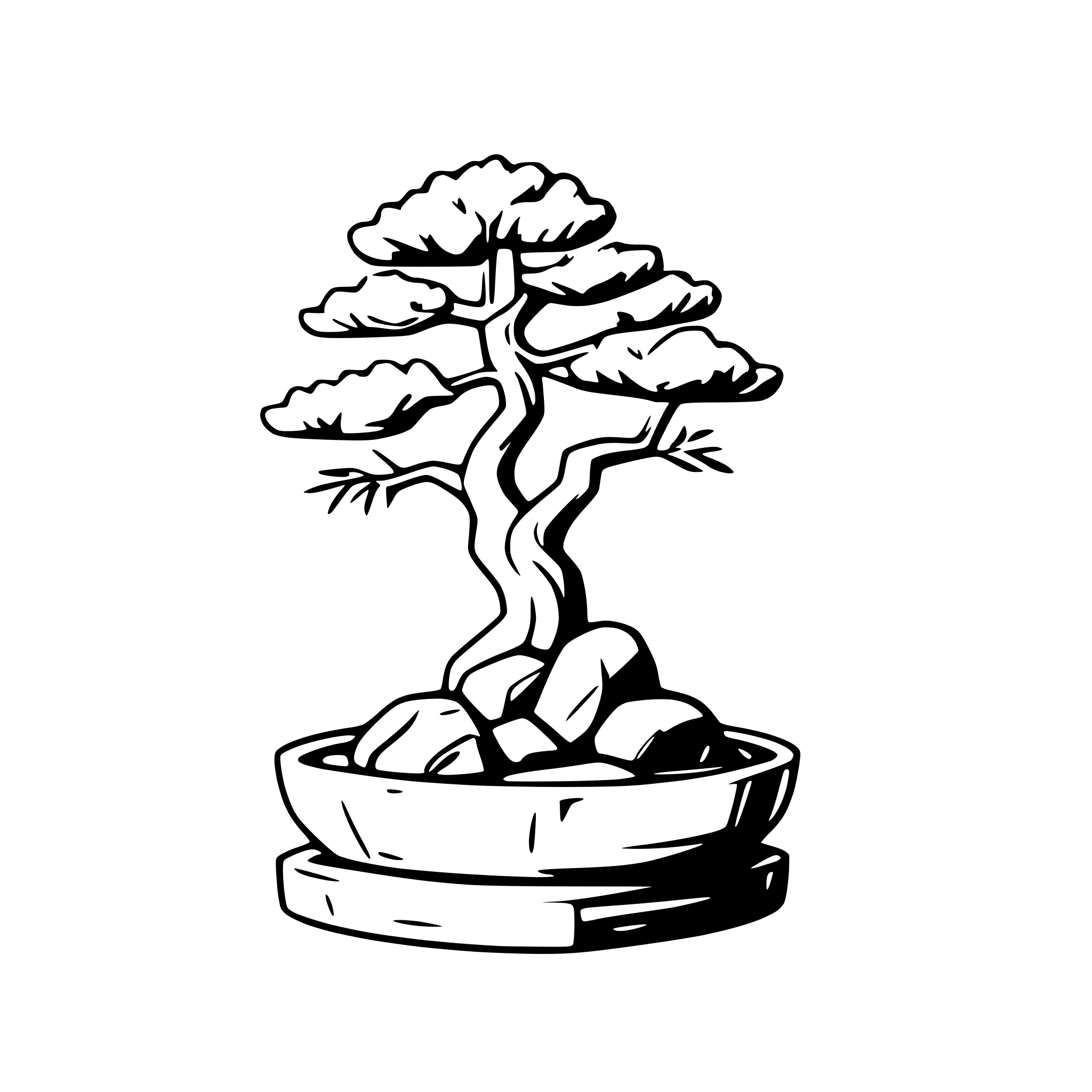 AI-generated SVG of 'bonsai tree with rocks'