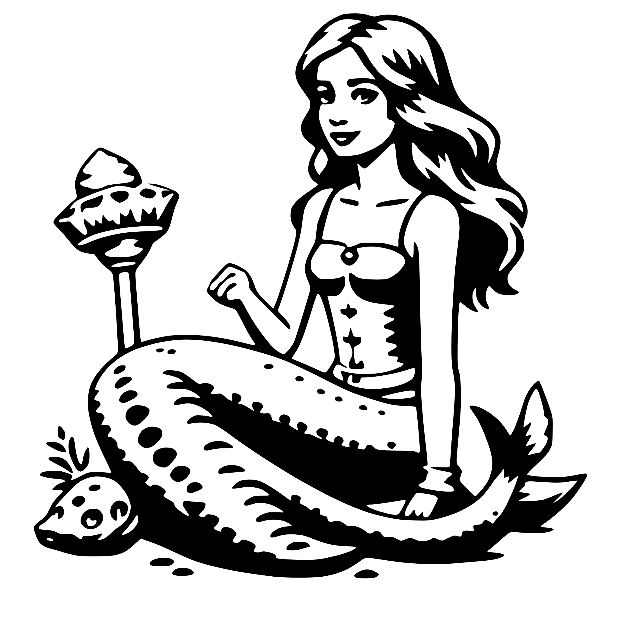 AI-generated SVG of 'mermaid with shell'
