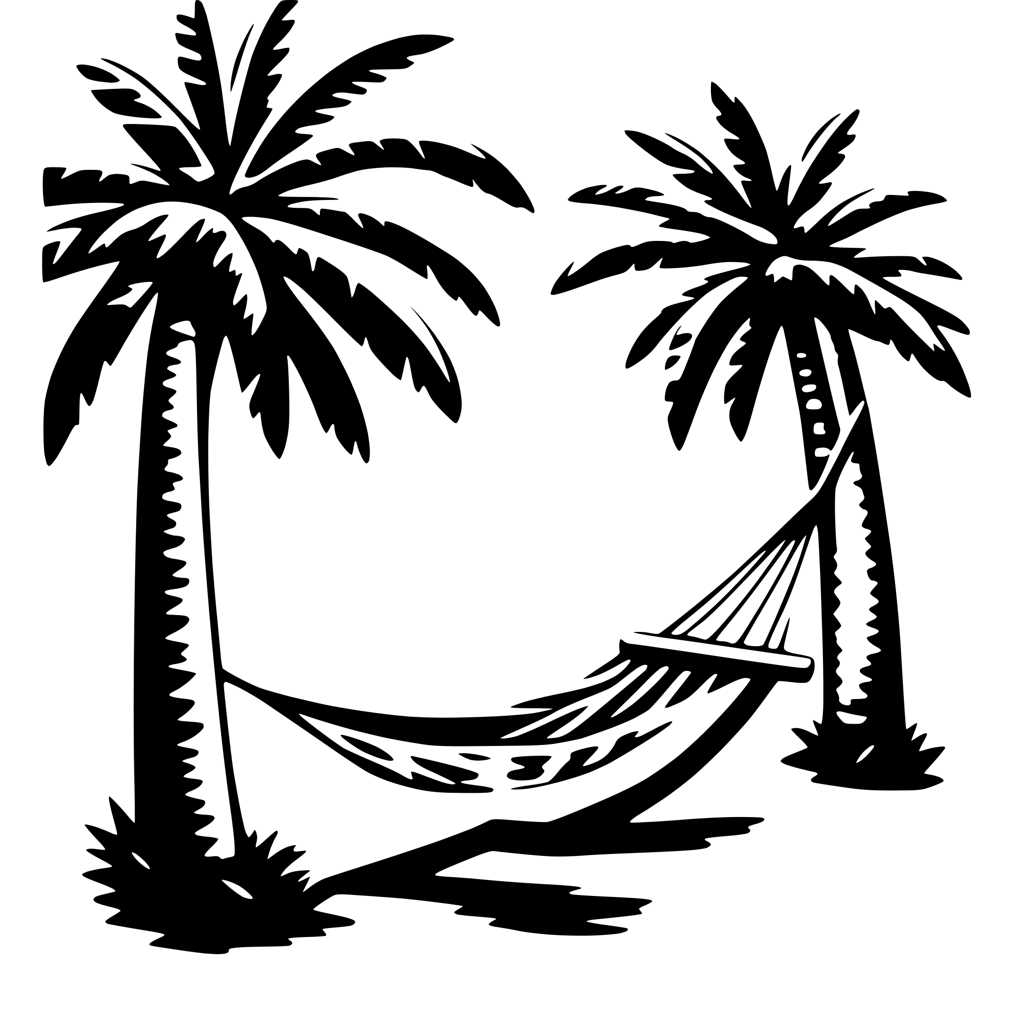AI-generated SVG of 'palm trees and hammock'