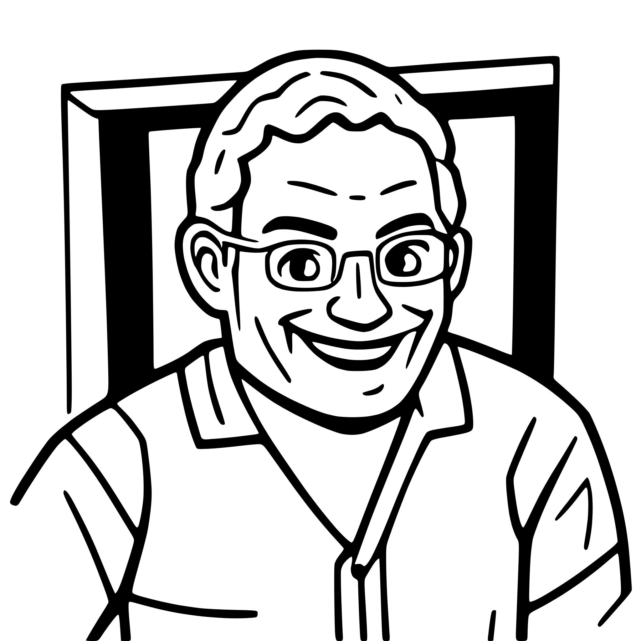 AI-generated SVG of a A laughing caucasian man in his 50s, looking directly at the viewer, big dad energy, chubby but not obese, joyful, smiling, head and shoulders only, father