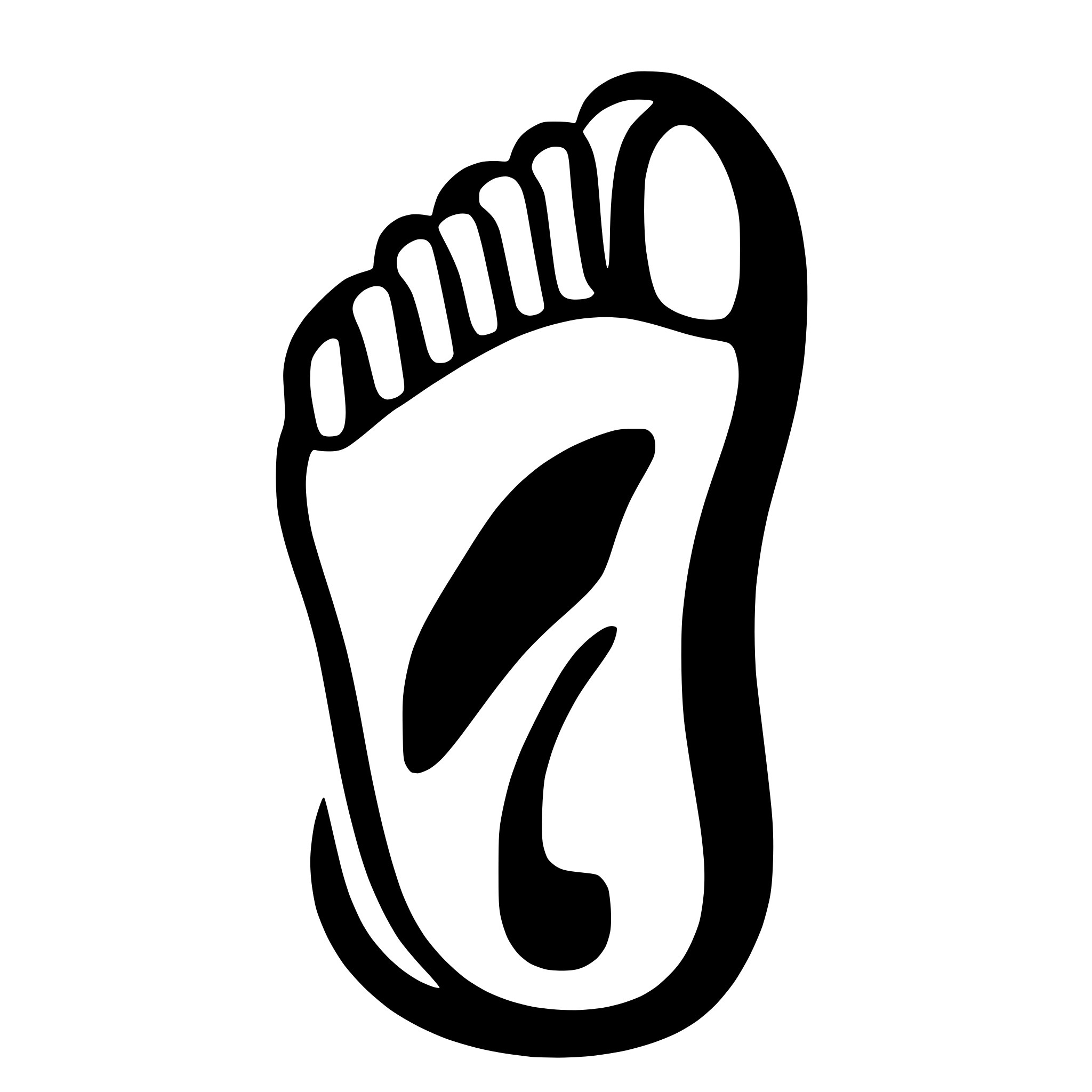 AI-generated SVG of a a human foot sole as an icon. orderly organized toes, big toe and the rest!