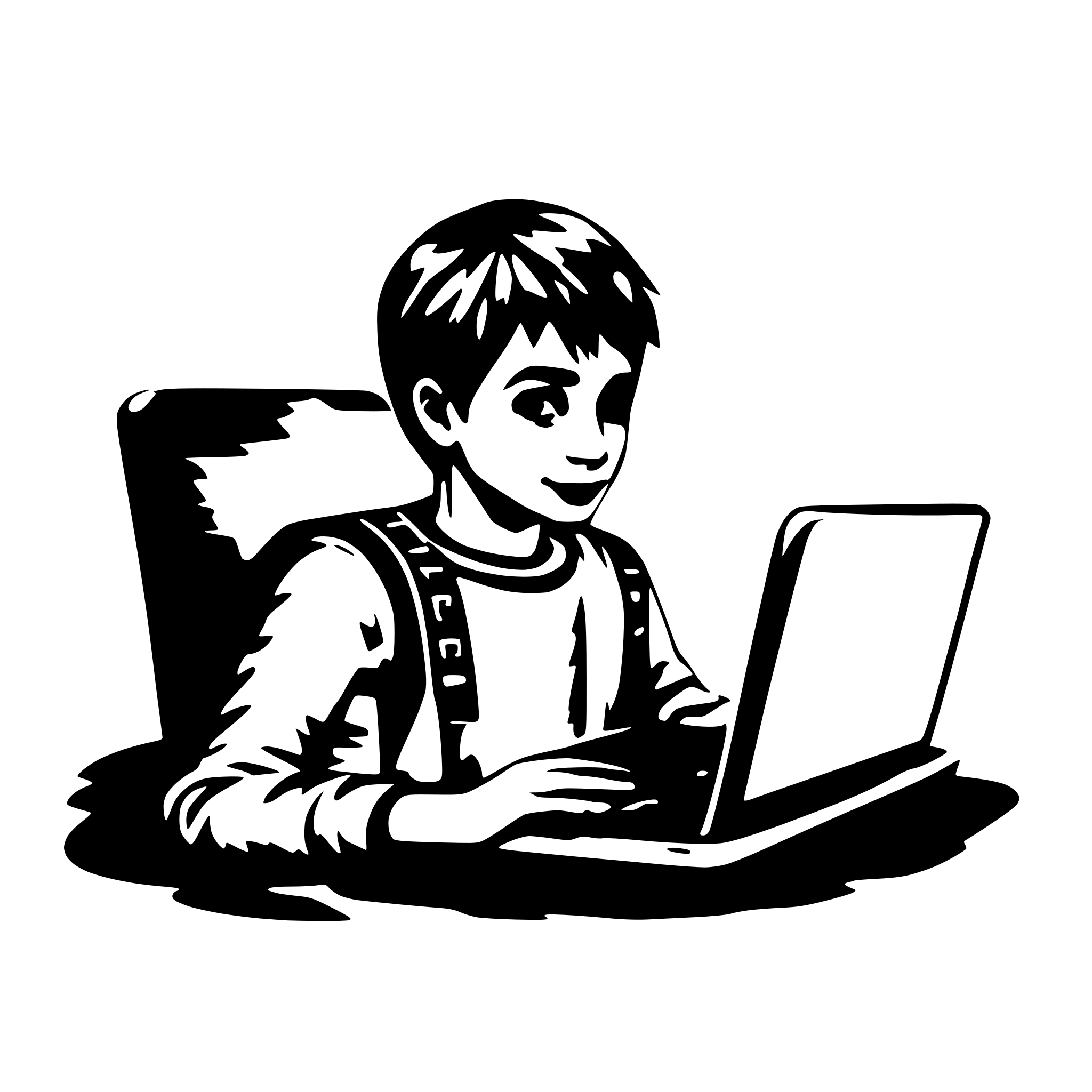 AI-generated SVG of 'Boy coding in a laptop'