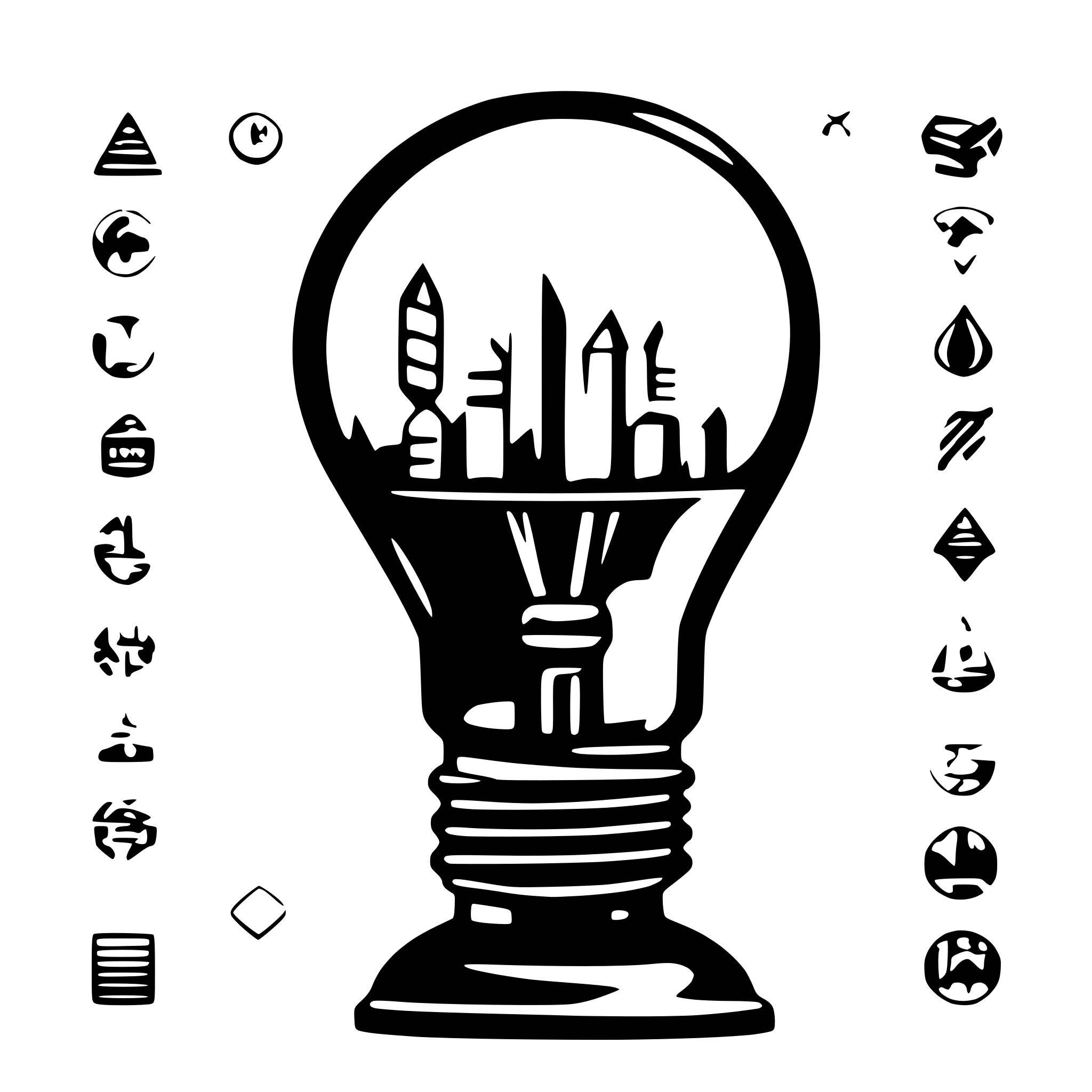AI-generated SVG of '"An illustration of a glowing lightbulb filled with mini research-related icons, such as papers, charts, and data points. The bulb should radiate light, symbolizing brilliant ideas, with an academic feel and bright, engaging colors."'