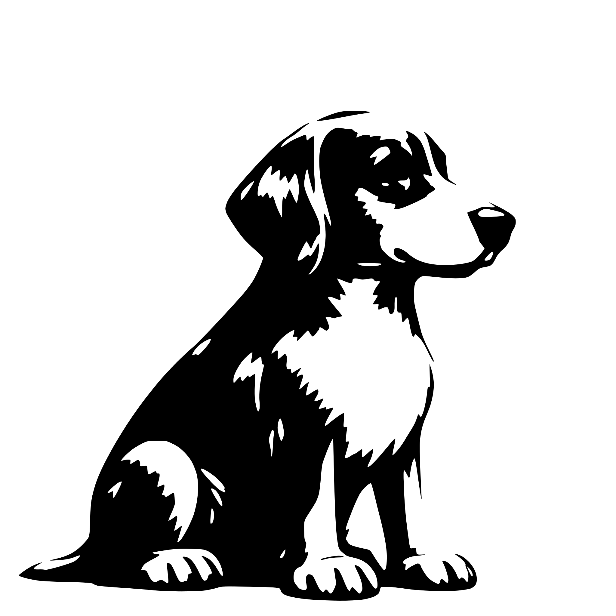 AI-generated SVG of 'A simple side profile of a dog with paws. Can be use for medical schema. The position have to be up on his four paws'