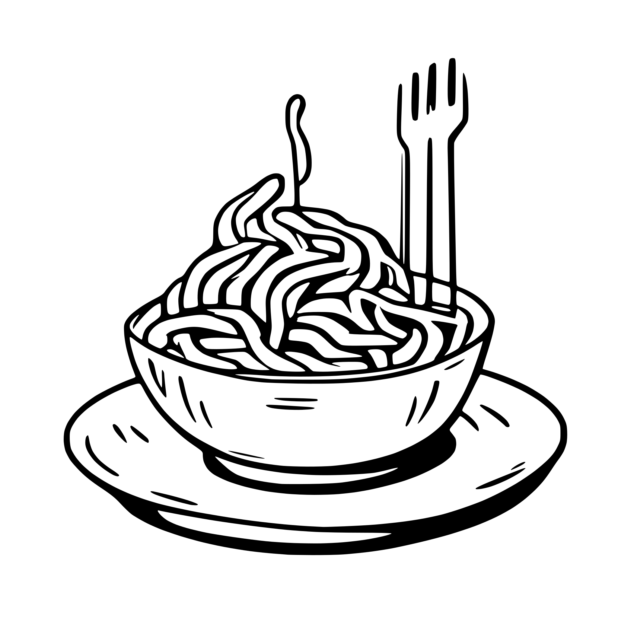AI-generated SVG of a simple line art of spaghetti on a plate