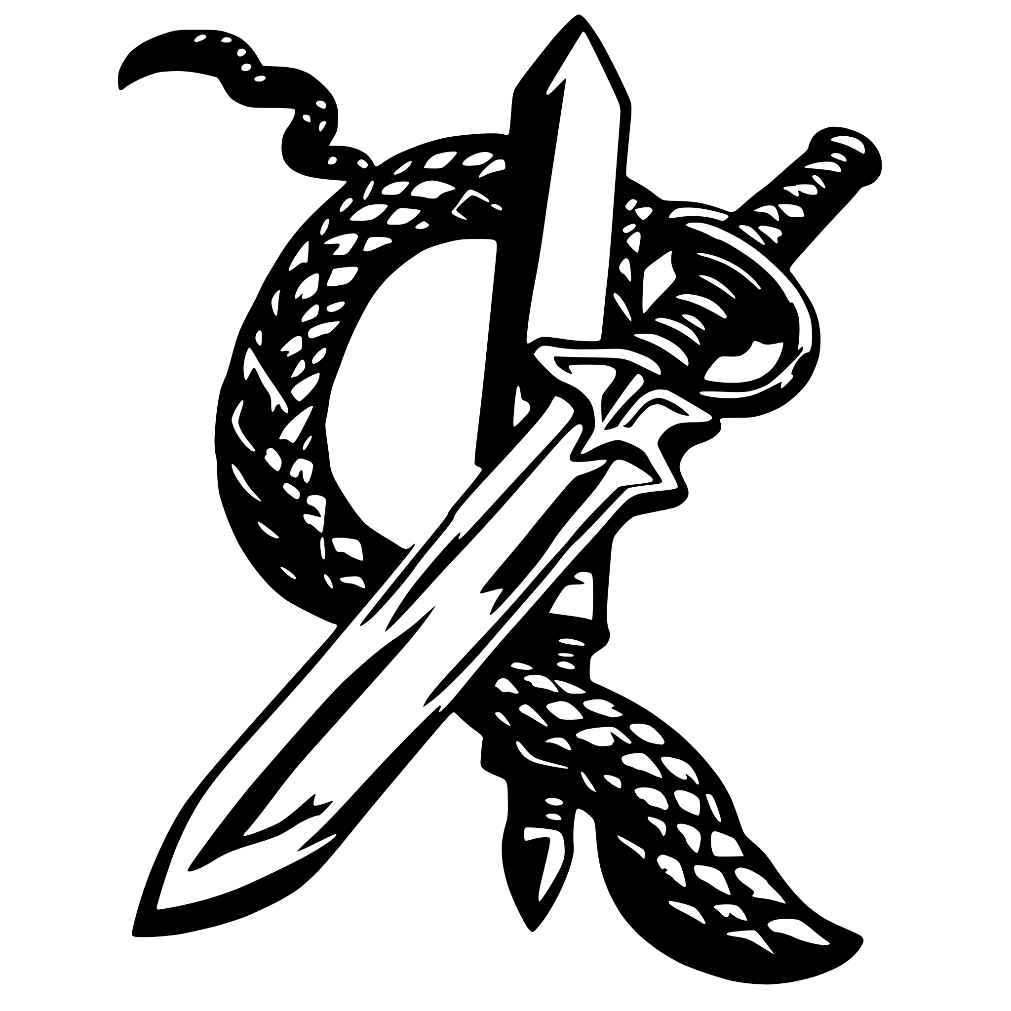 AI-generated SVG of 'sword and snake wrapped'