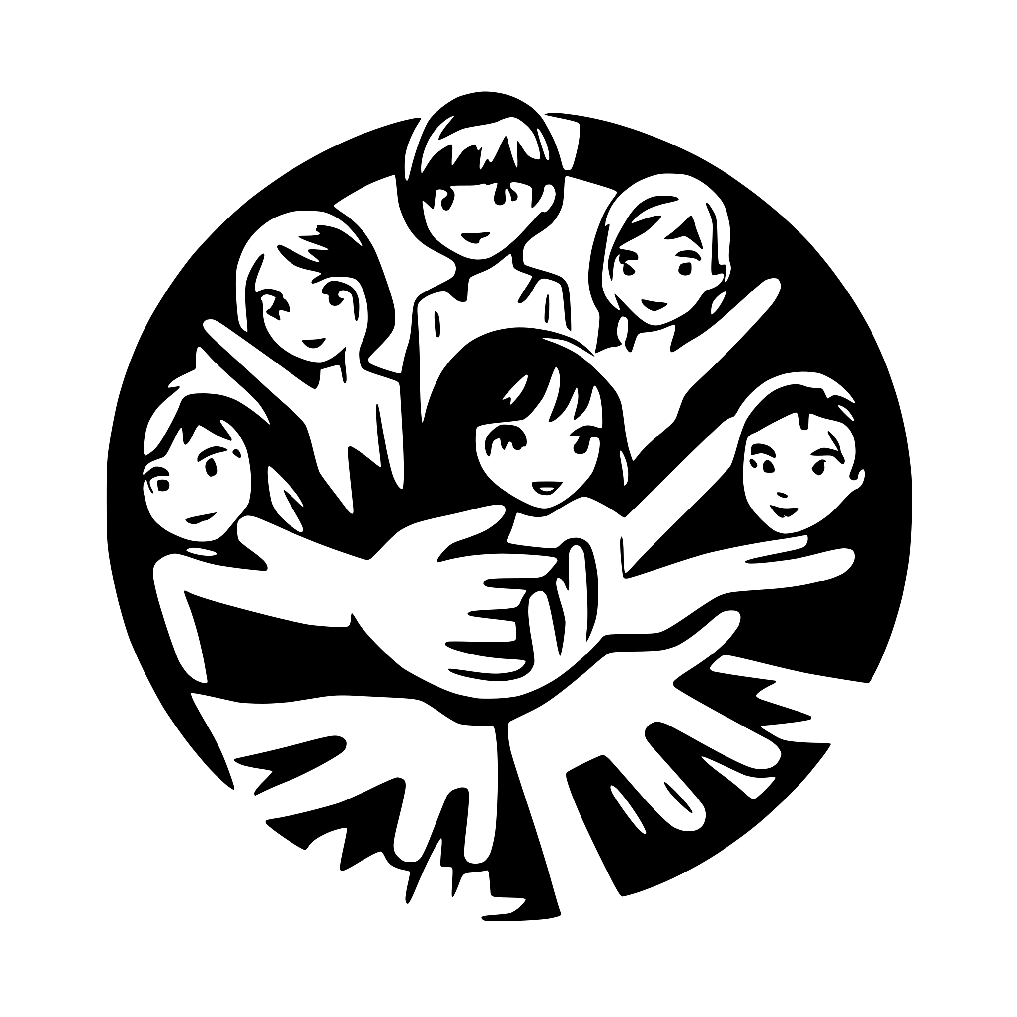 AI-generated SVG of a 12 boys and girls holdng hands