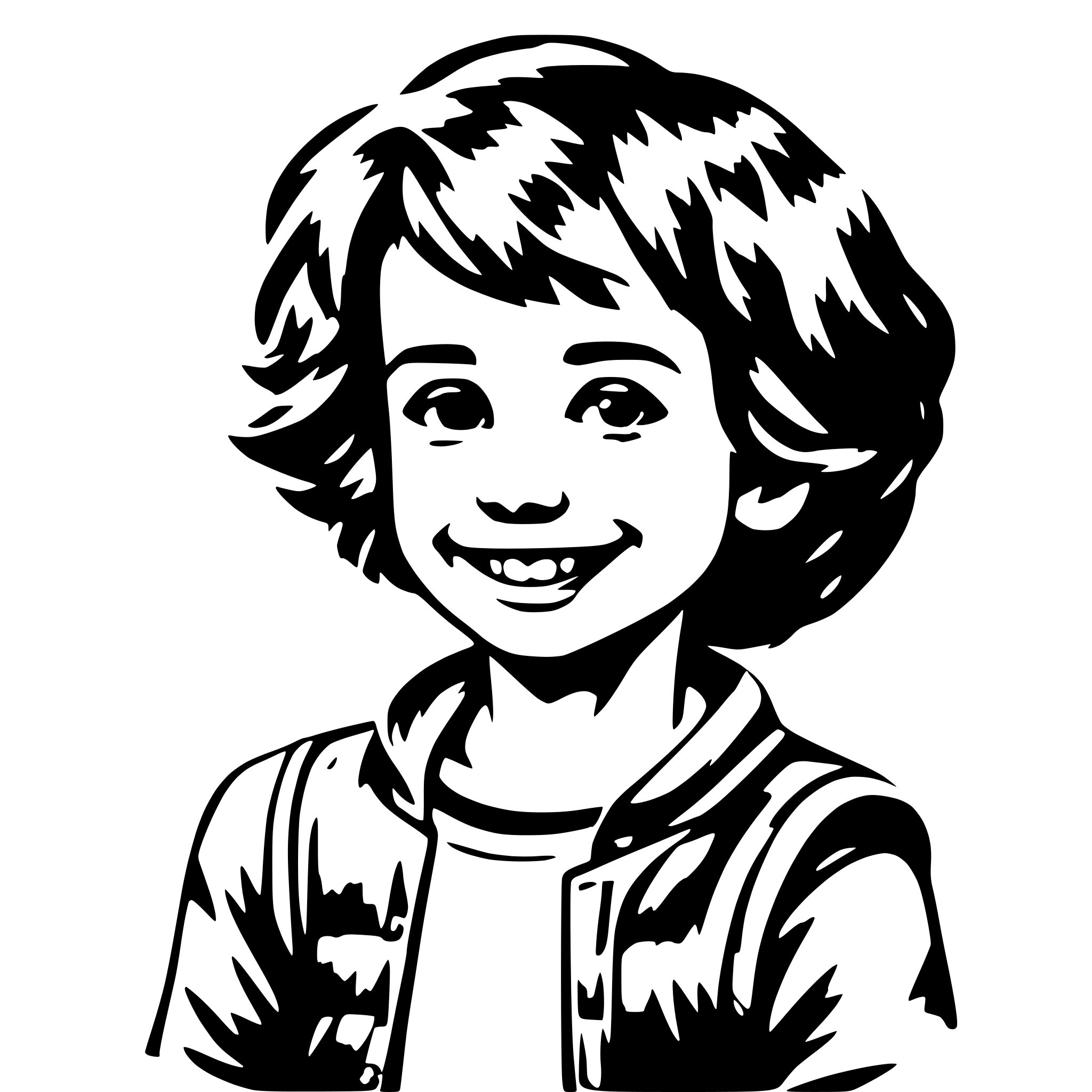 AI-generated SVG of 'happy young boy in 90' style'