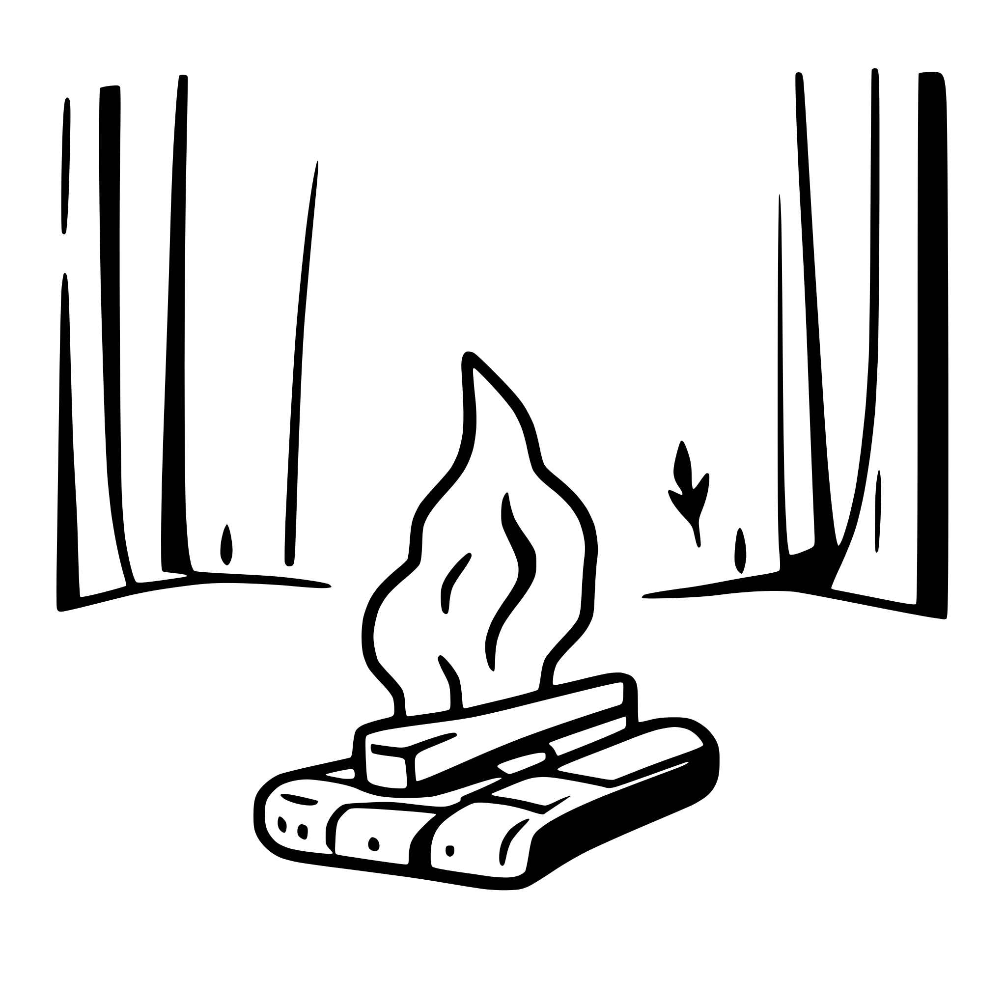 AI-generated SVG of a campfire in forest clearing