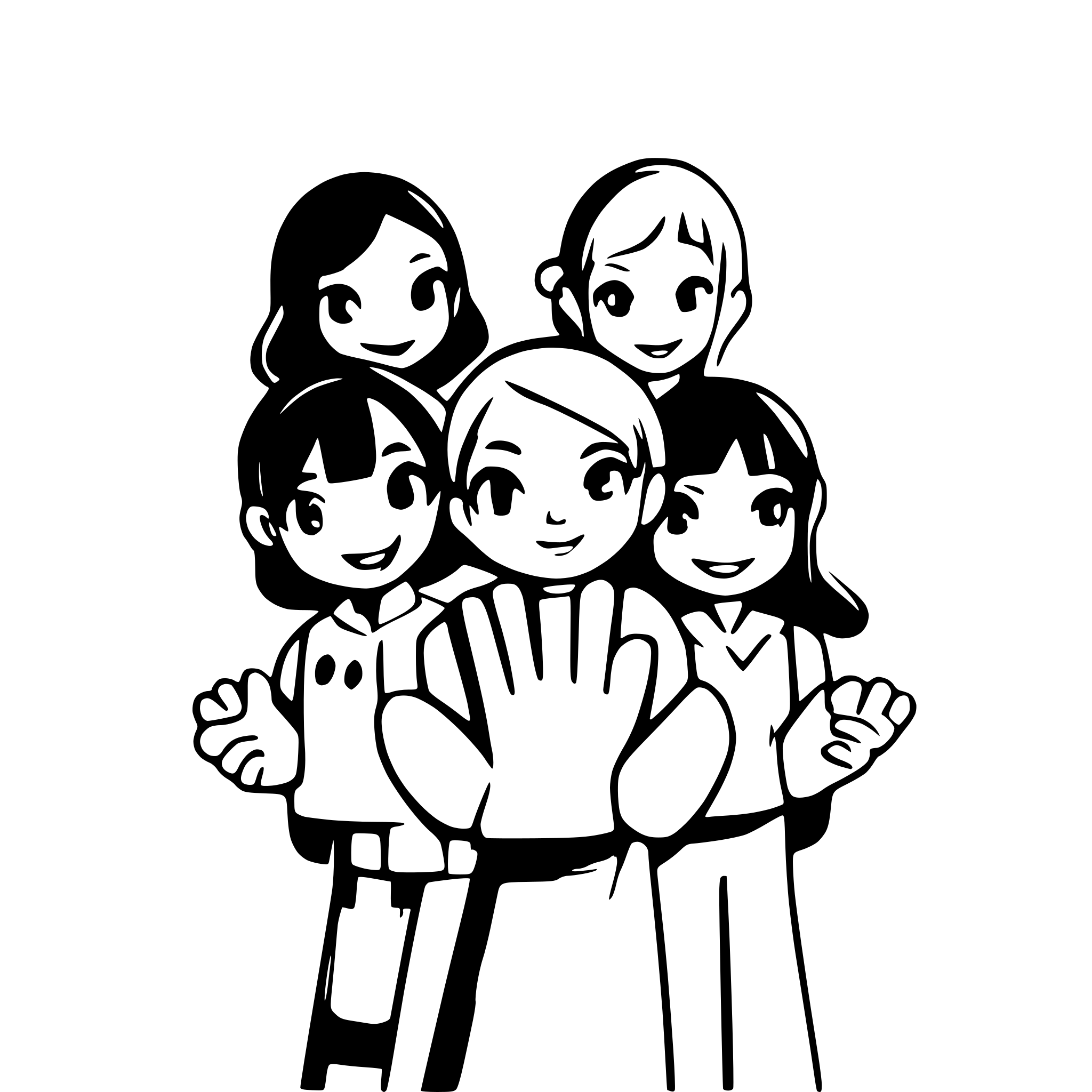 AI-generated SVG of a 12 boys and girls holdng hands