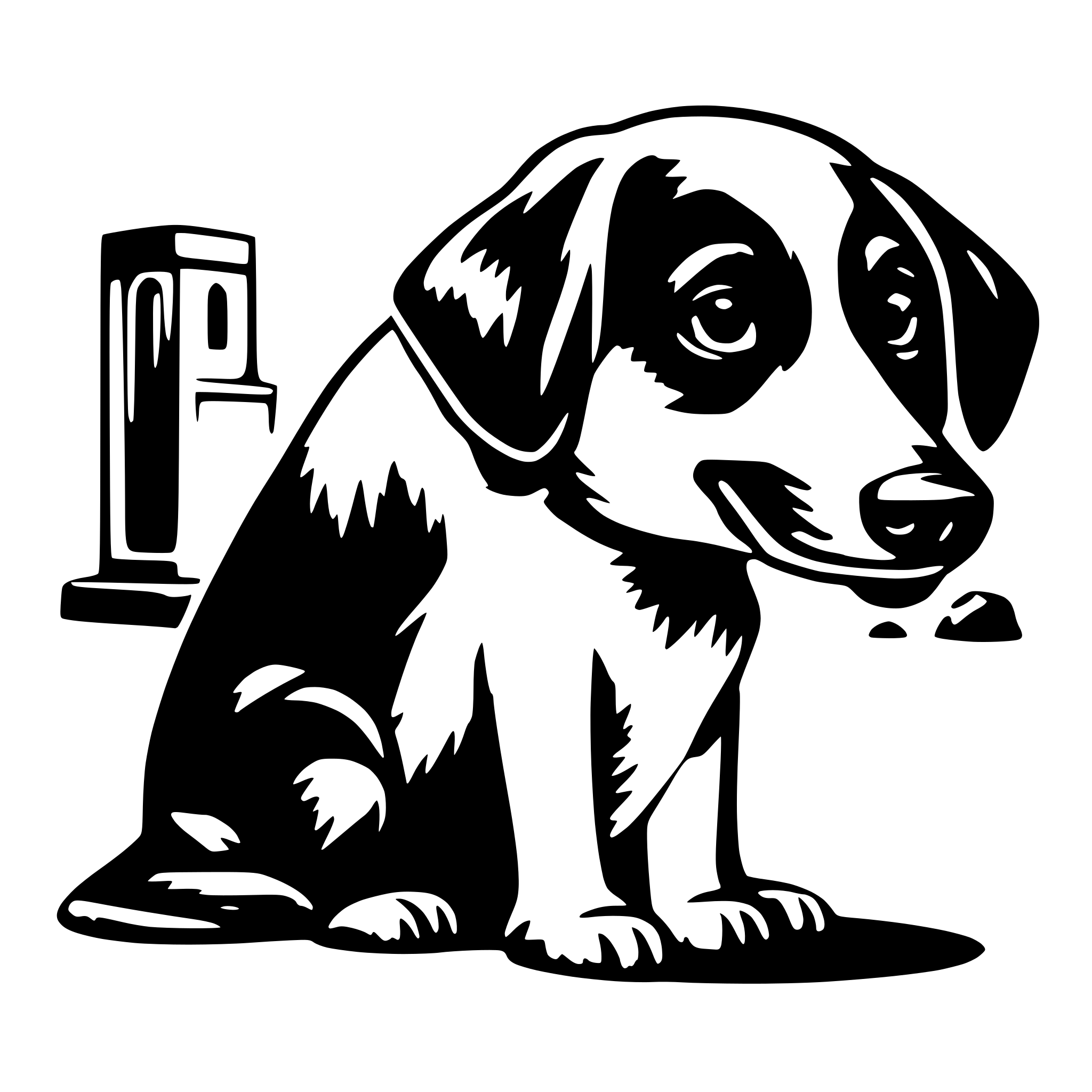 AI-generated SVG of a dog sploot