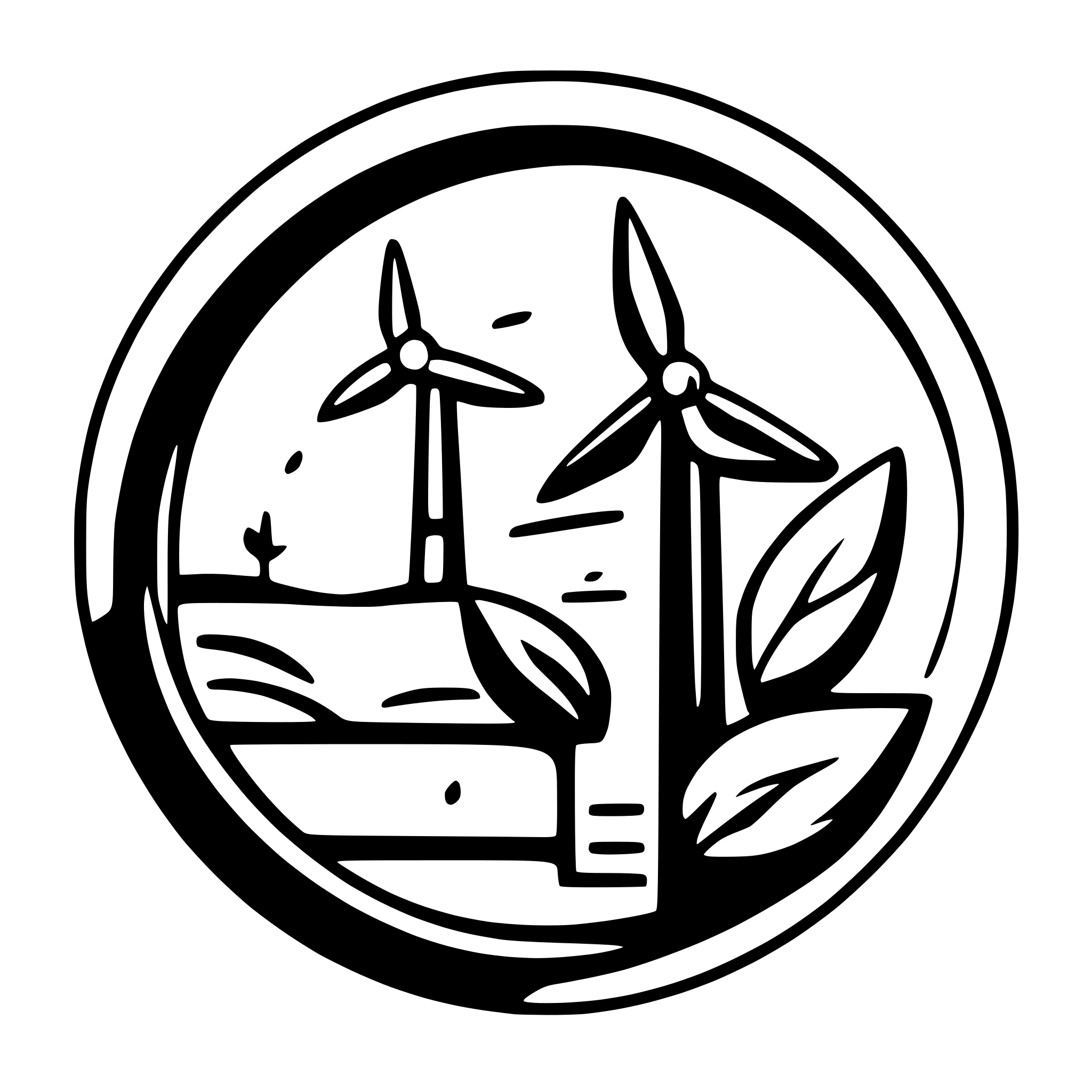 AI-generated SVG of 'A logo representing renewable energy in Ukraine, featuring solar panels, wind turbines, and battery storage. Use green and blue colors.'