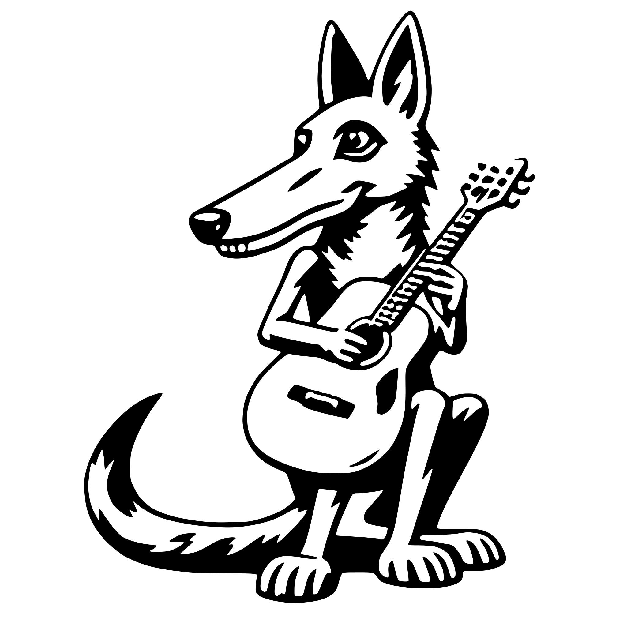 AI-generated SVG of 'jackal with guitar'