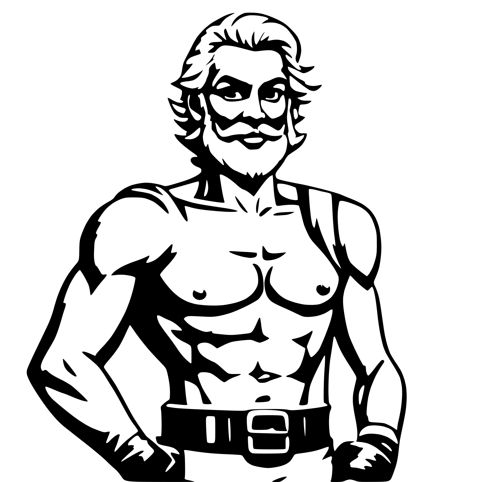 AI-generated SVG of a Sexy Santa Claus with a sexy belly and muscular upper body, strong arms.