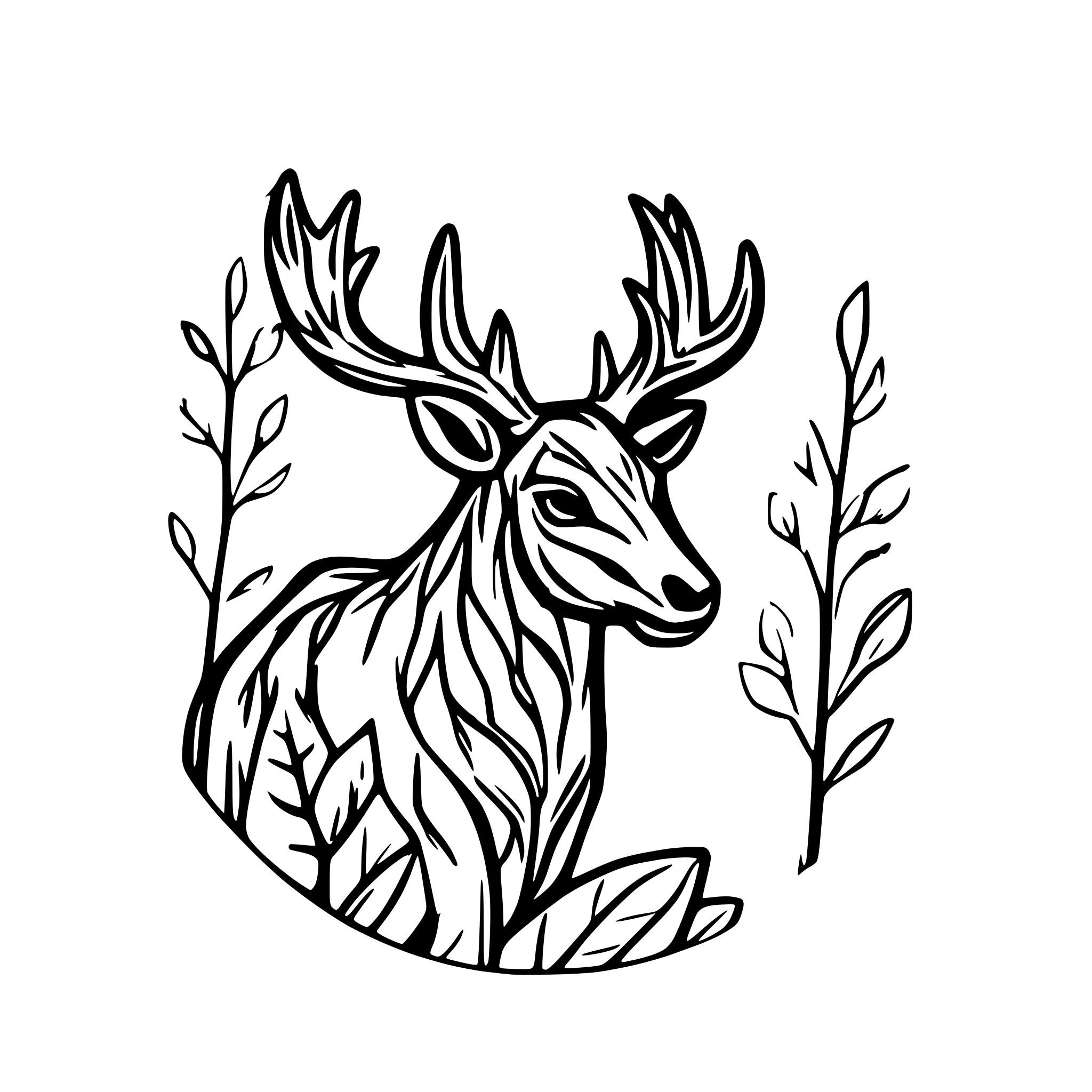 AI-generated SVG of a Hirsch am Teich mit wald