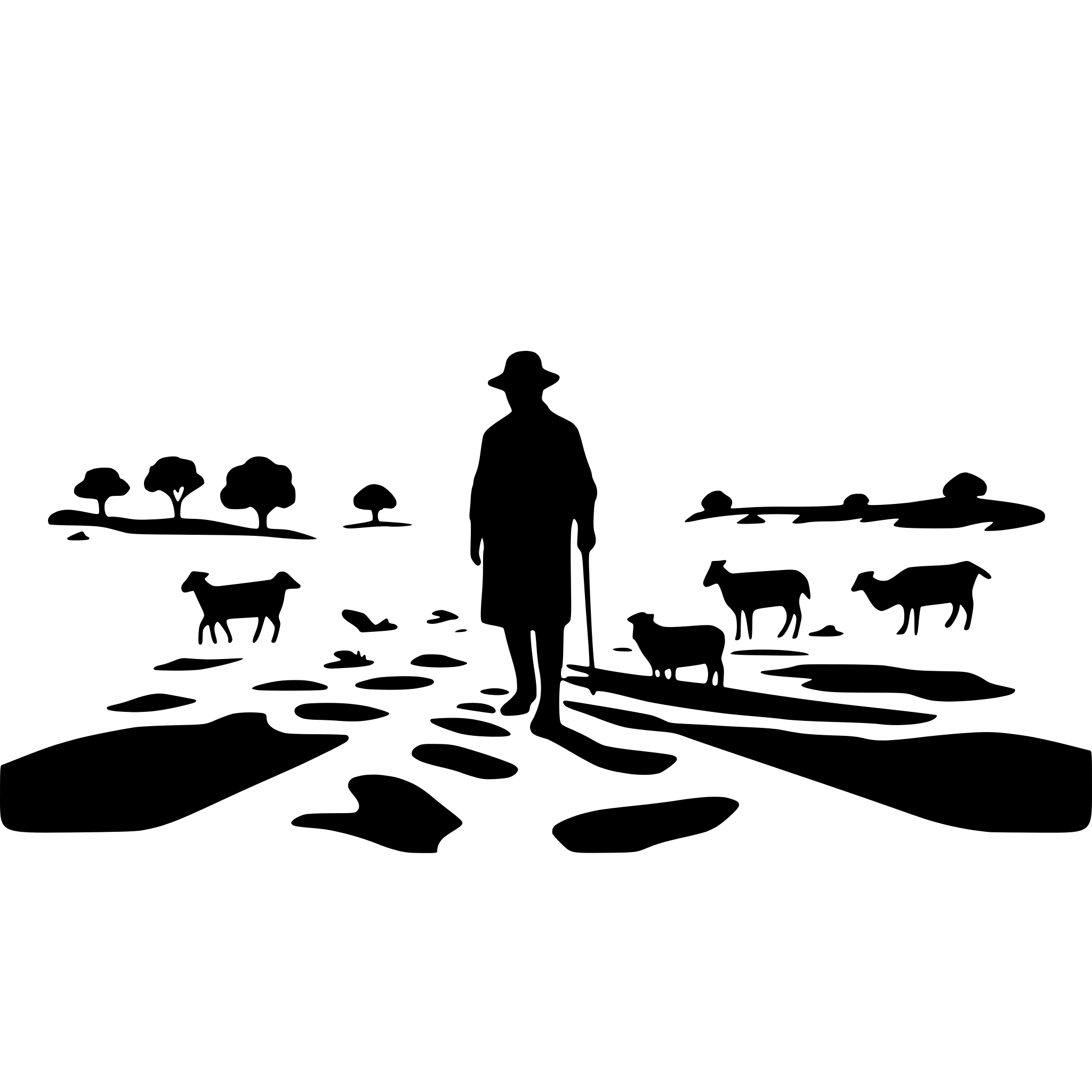 AI-generated SVG of a men and sheep in the middle of desert