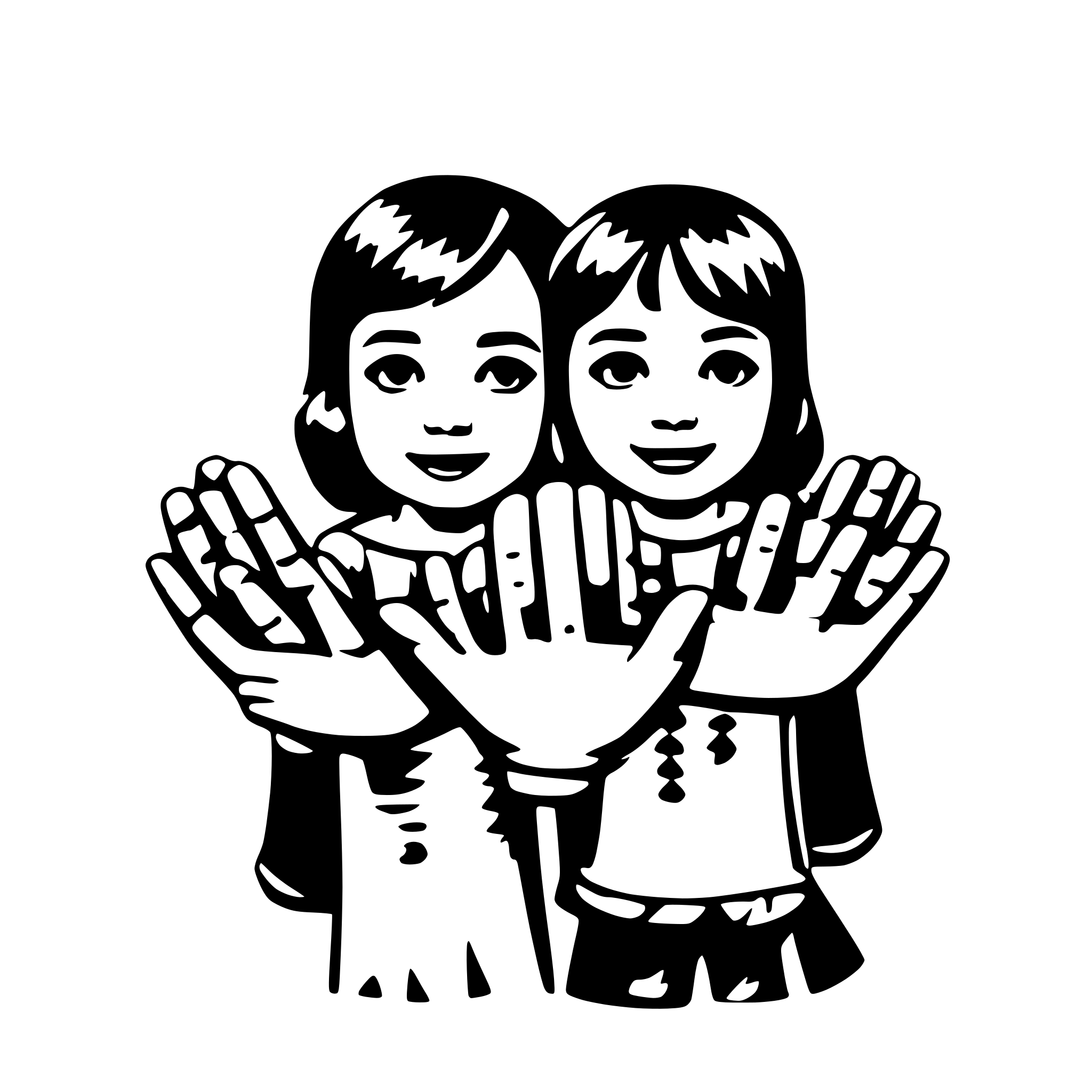 AI-generated SVG of a many childsren who holding on their hands