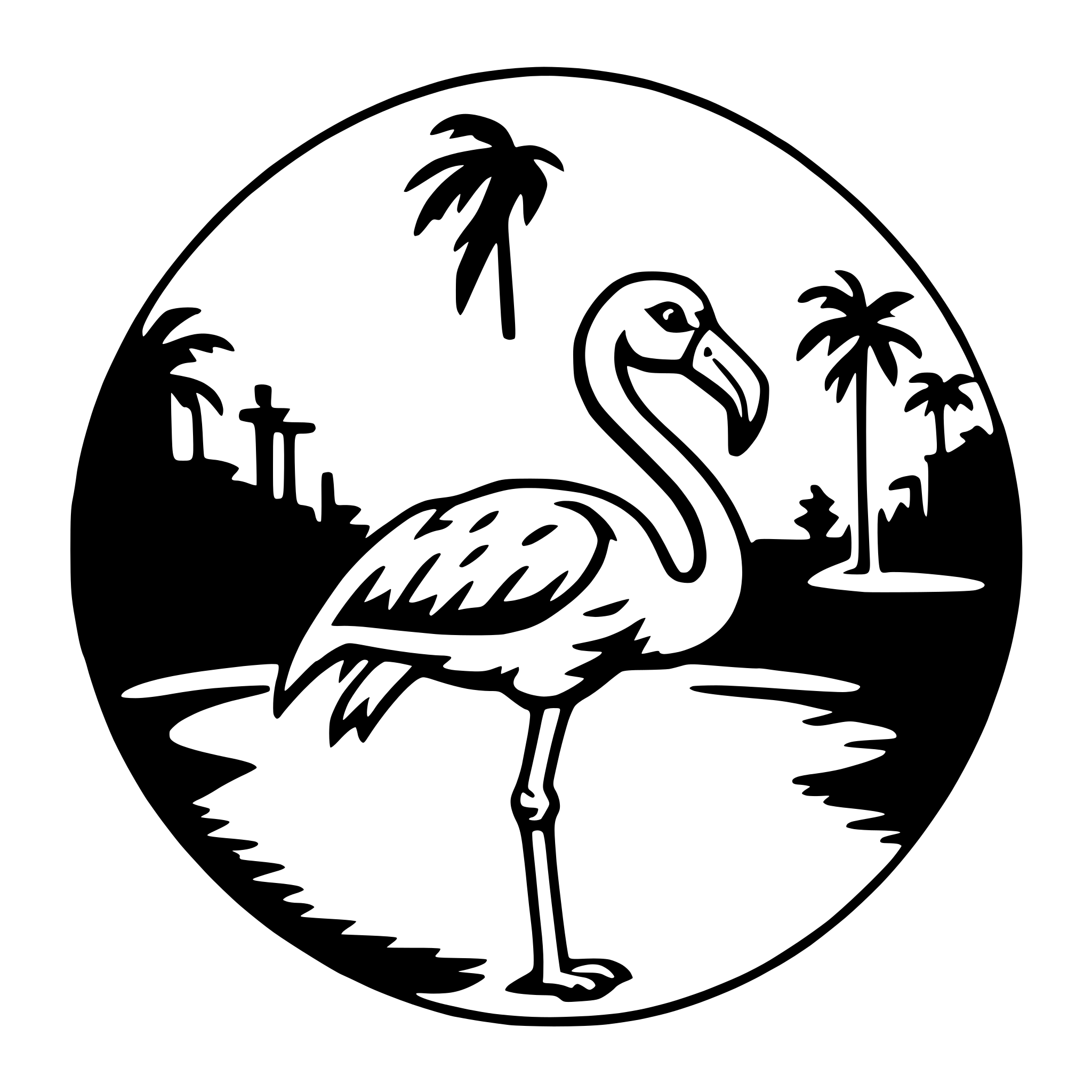 AI-generated SVG of a flamingo with hula hoop