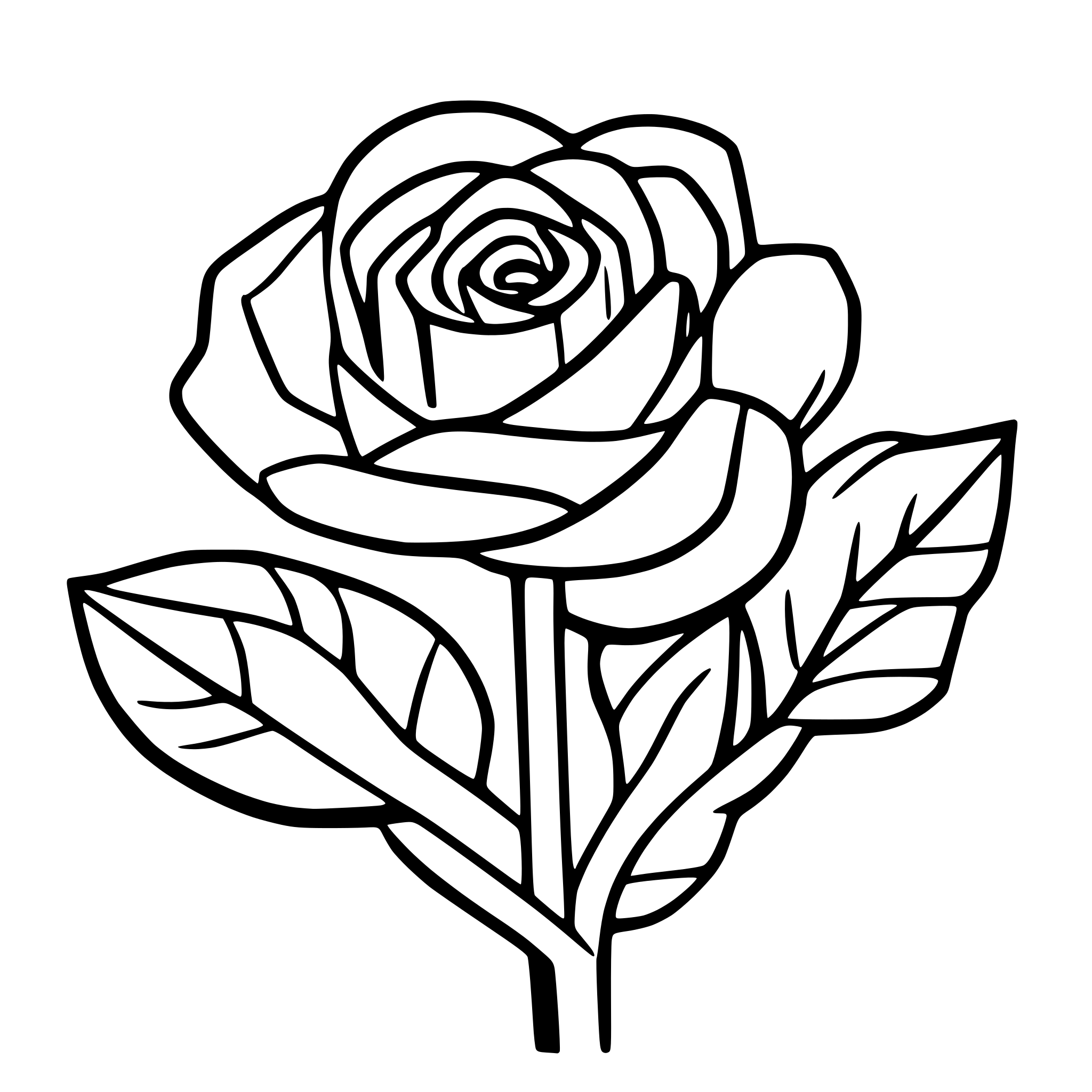AI-generated SVG of 'roses with hearts as leaves'