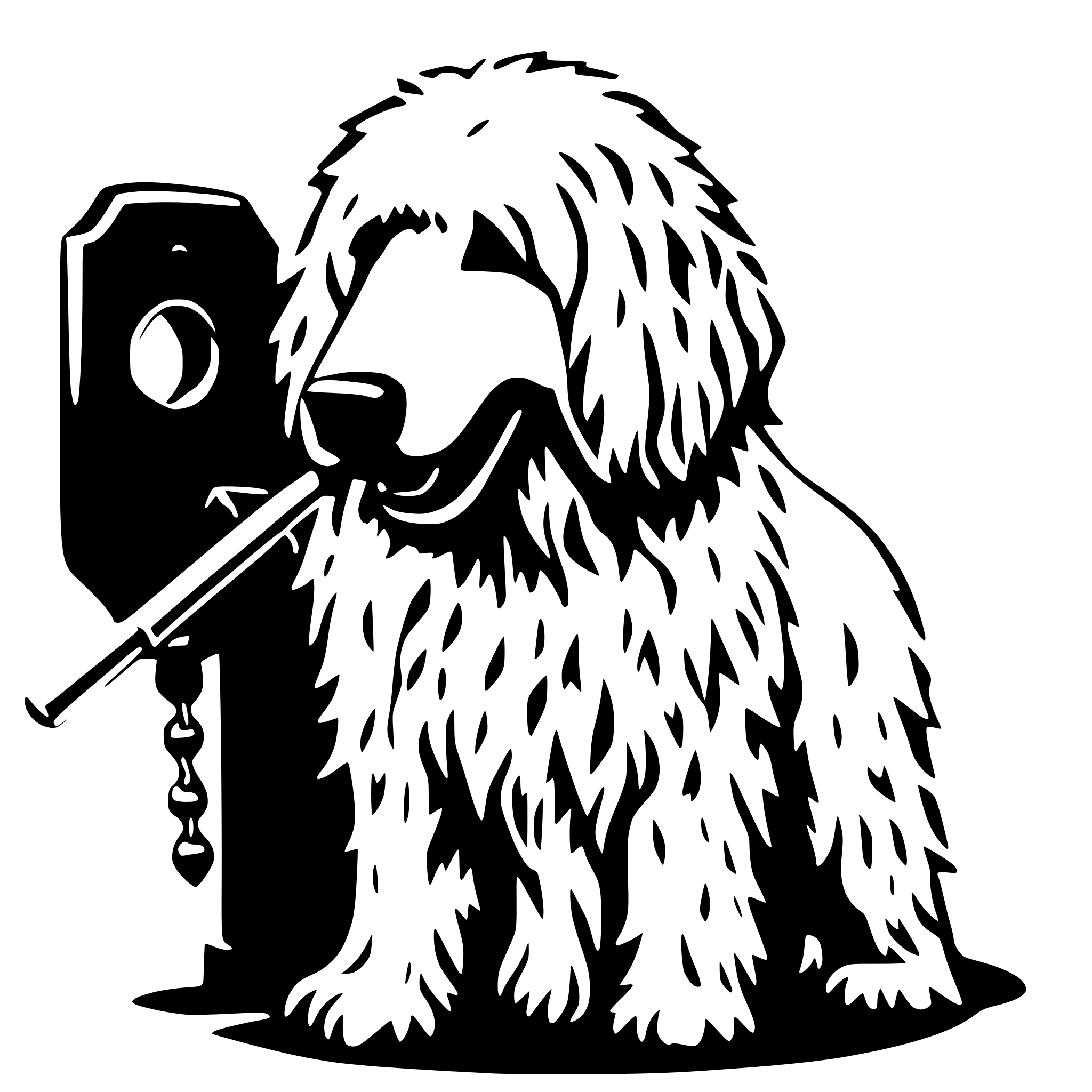 AI-generated SVG of a Komondor protecting a key