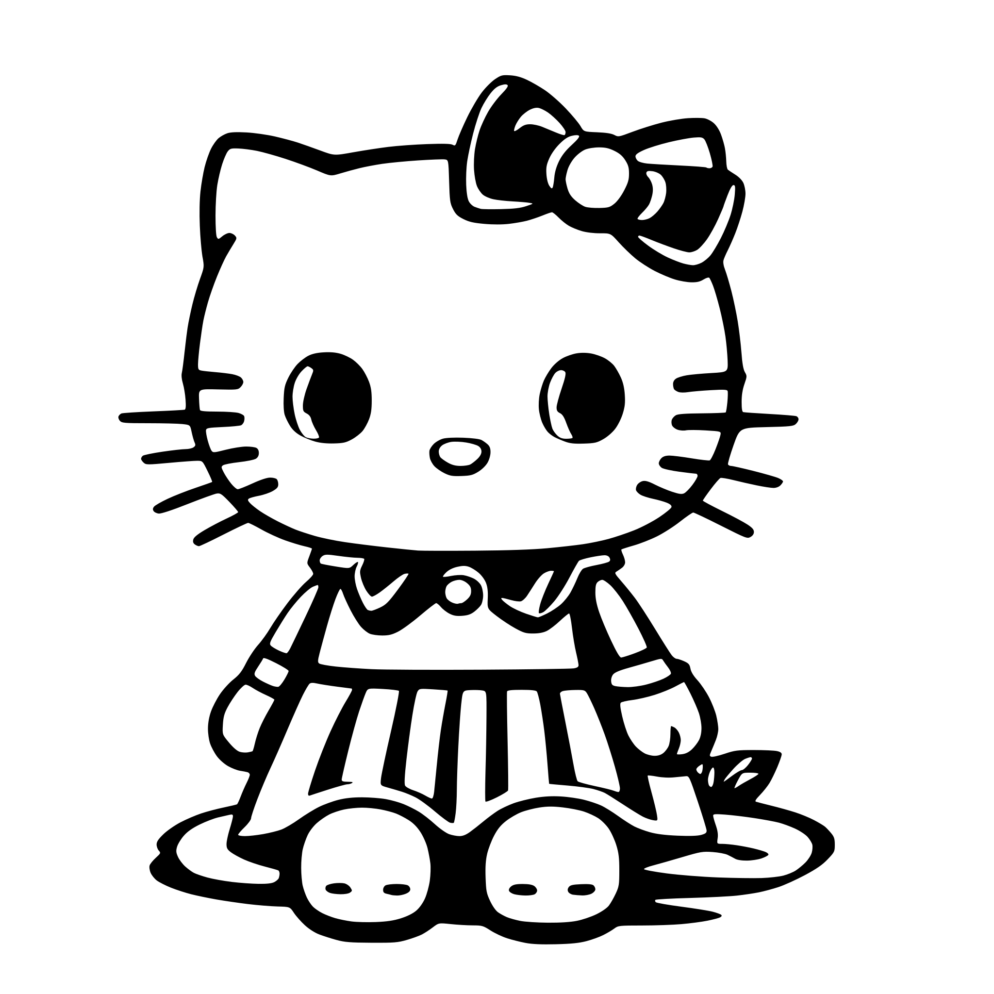 AI-generated SVG of 'Hello Kitty character with bows'
