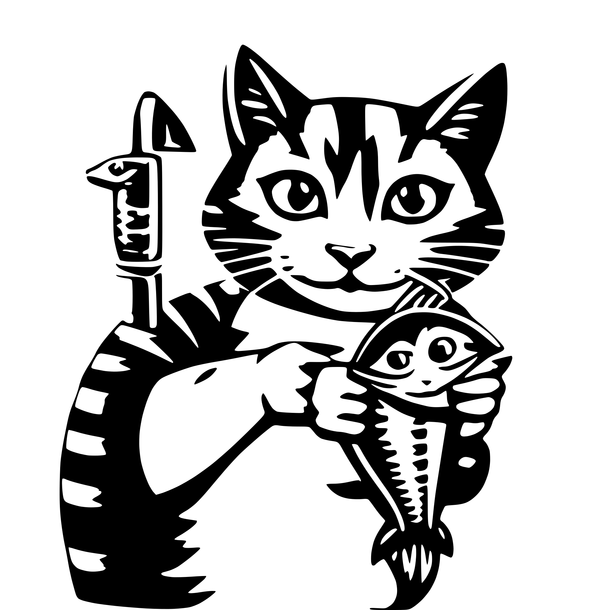 AI-generated SVG of a Cranky cat holding a fish
