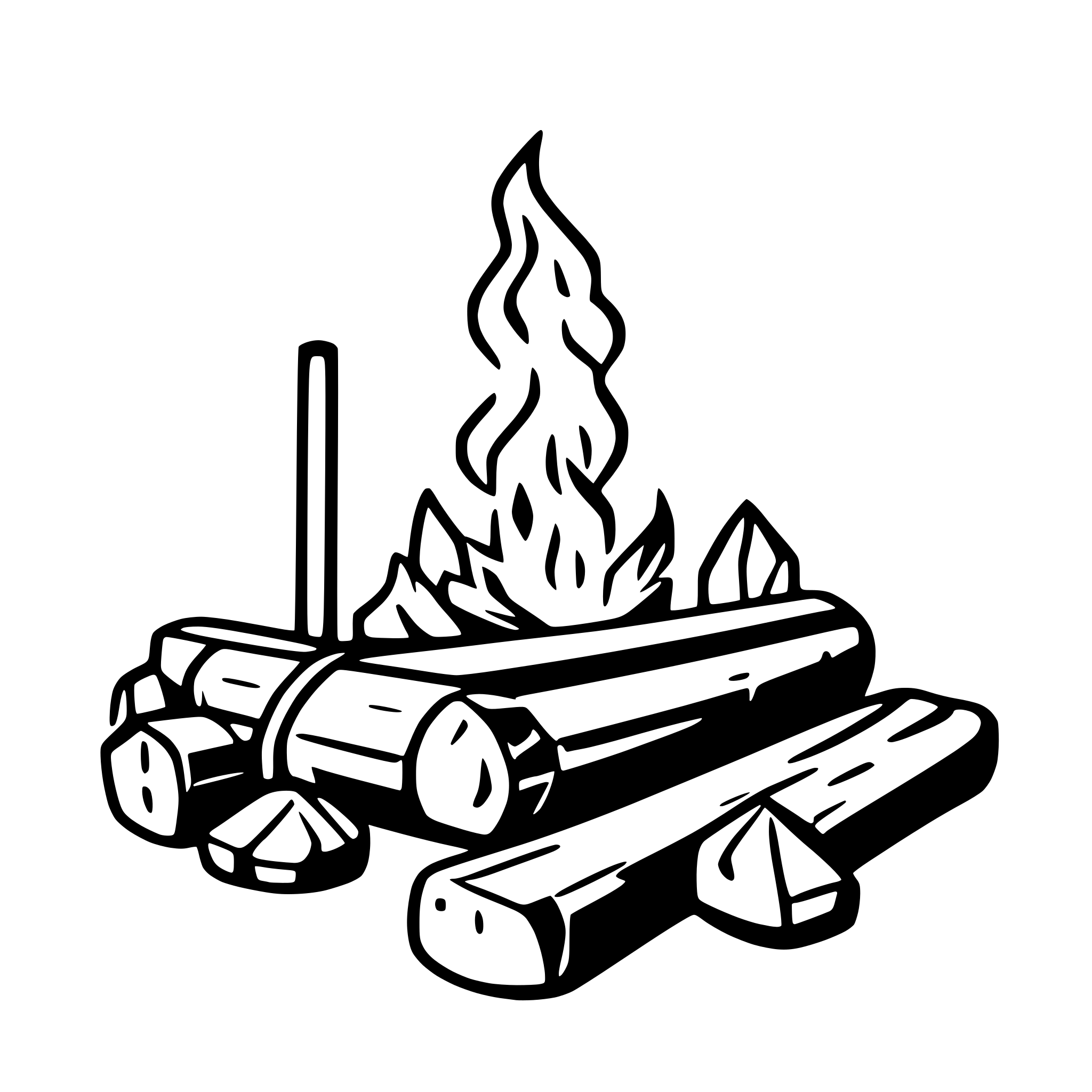 AI-generated SVG of a 2d simple campfire and logs