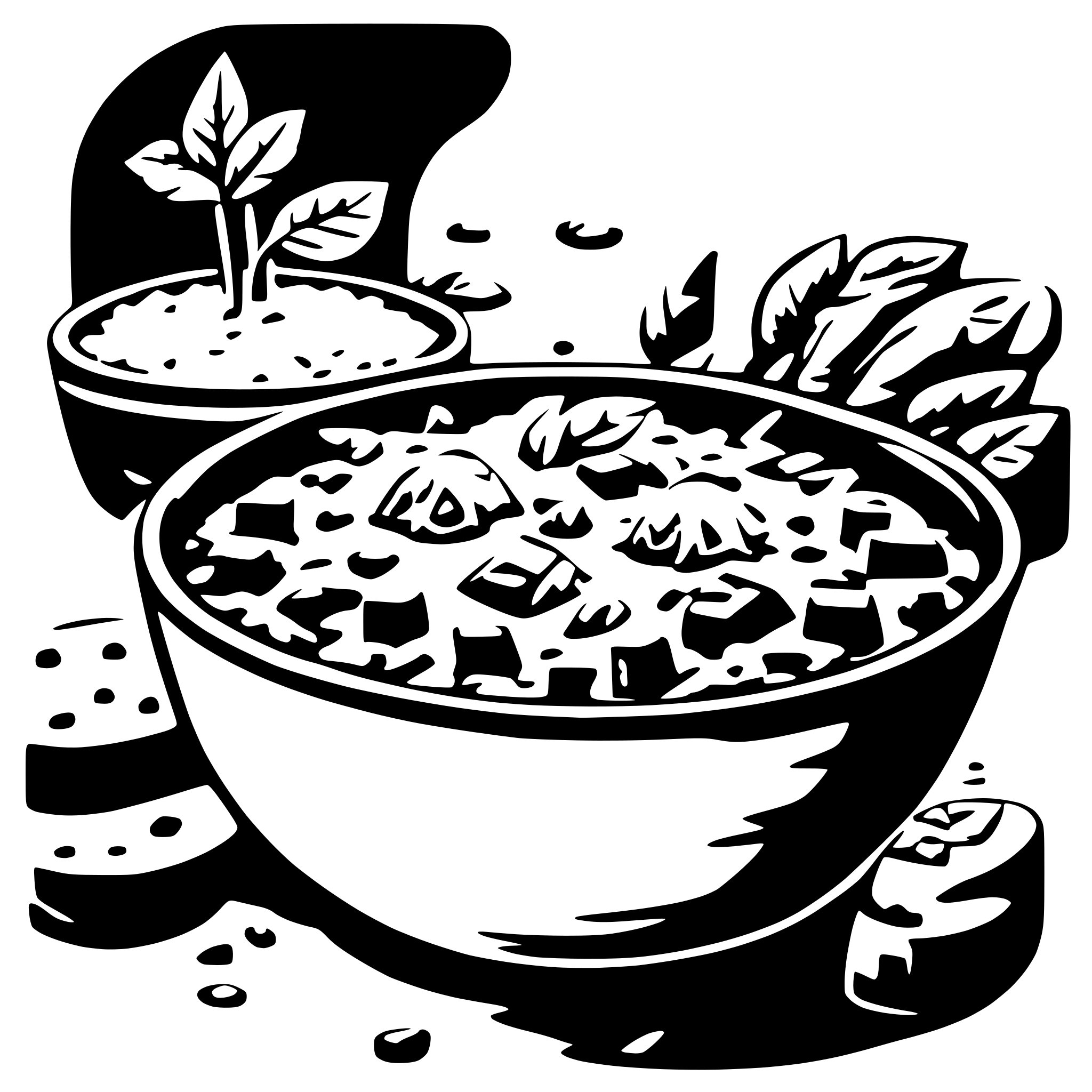 AI-generated SVG of 'Vegan happy tofu rice chili'