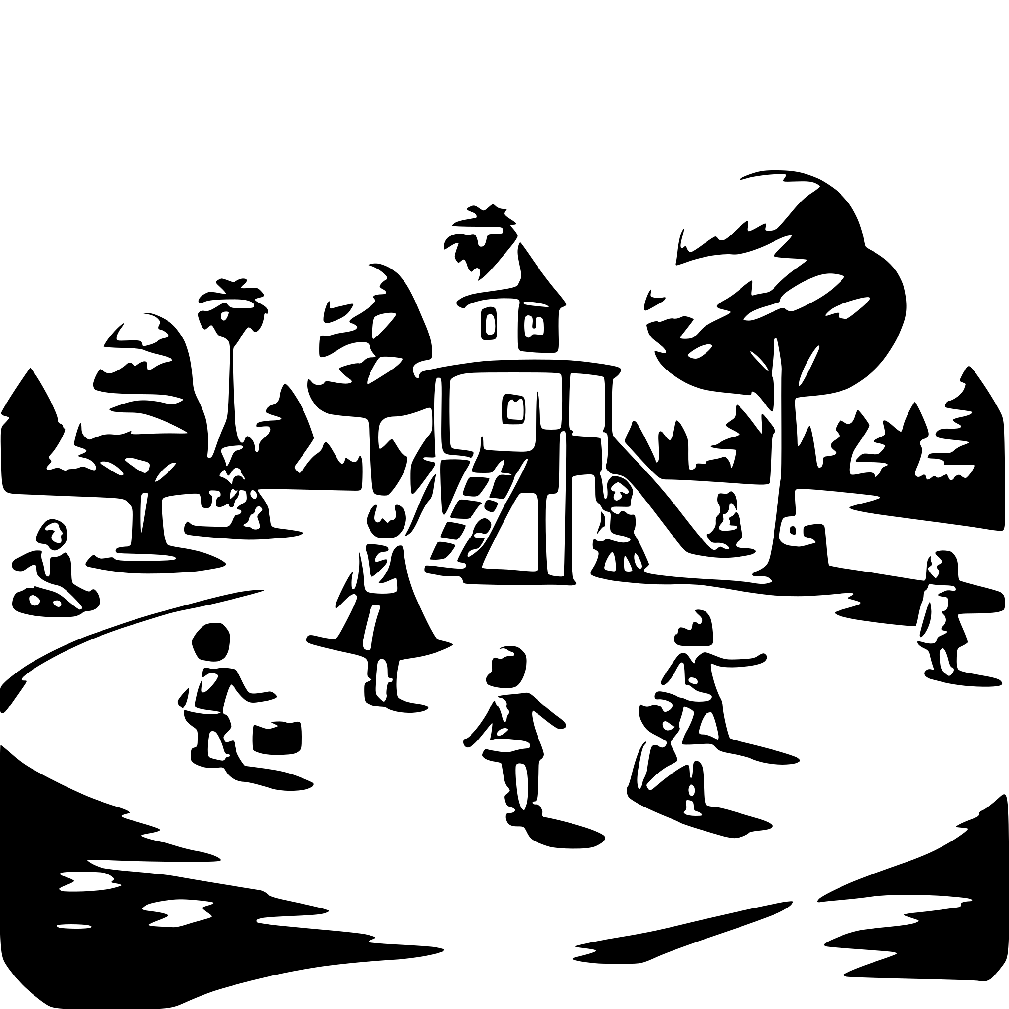 AI-generated SVG of a playground with many children