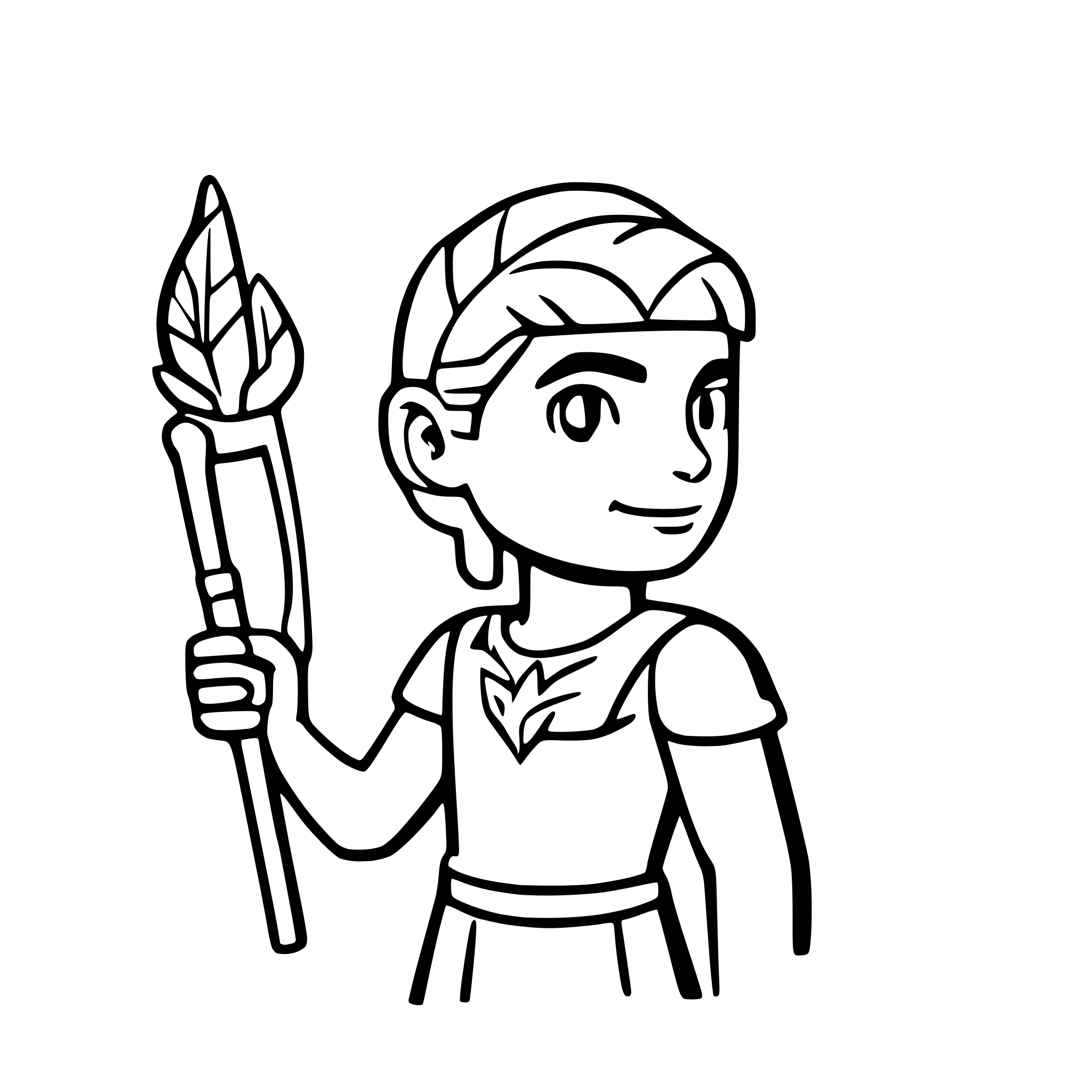 AI-generated SVG of a one logo, which shows greek god artemis with an bow and arrow with a cartoon bird called dean on it's shoulder