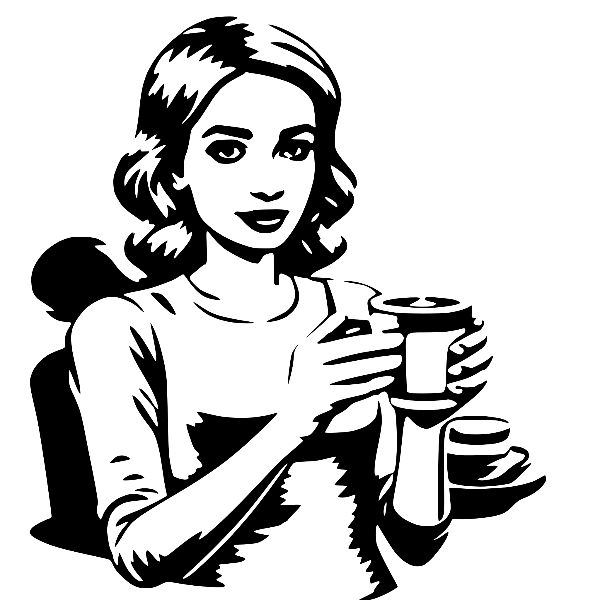 AI-generated SVG of 'Woman holding a coffee'