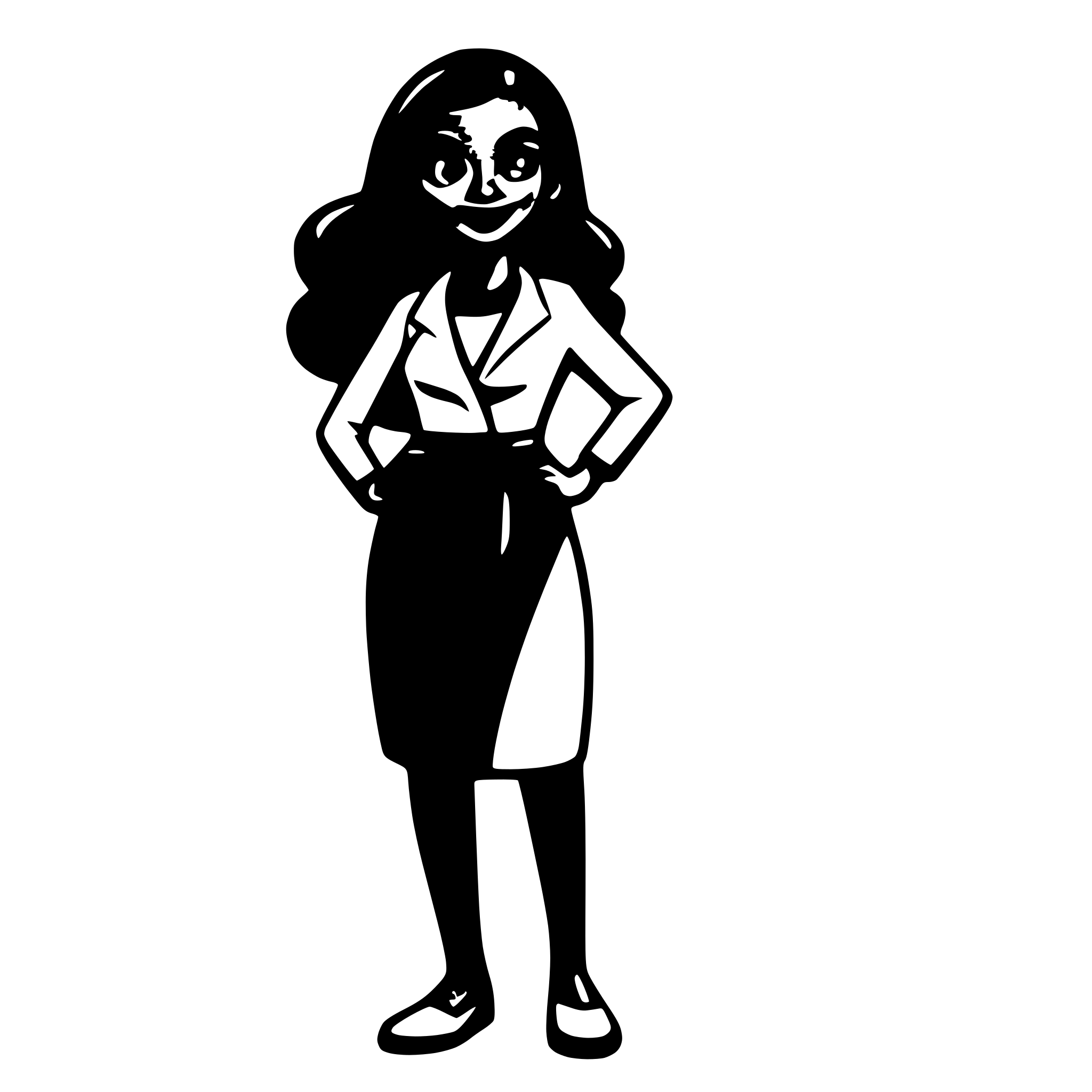 AI-generated SVG of a friendly black female character illustration for a presentation. Dynamic friendly pose.