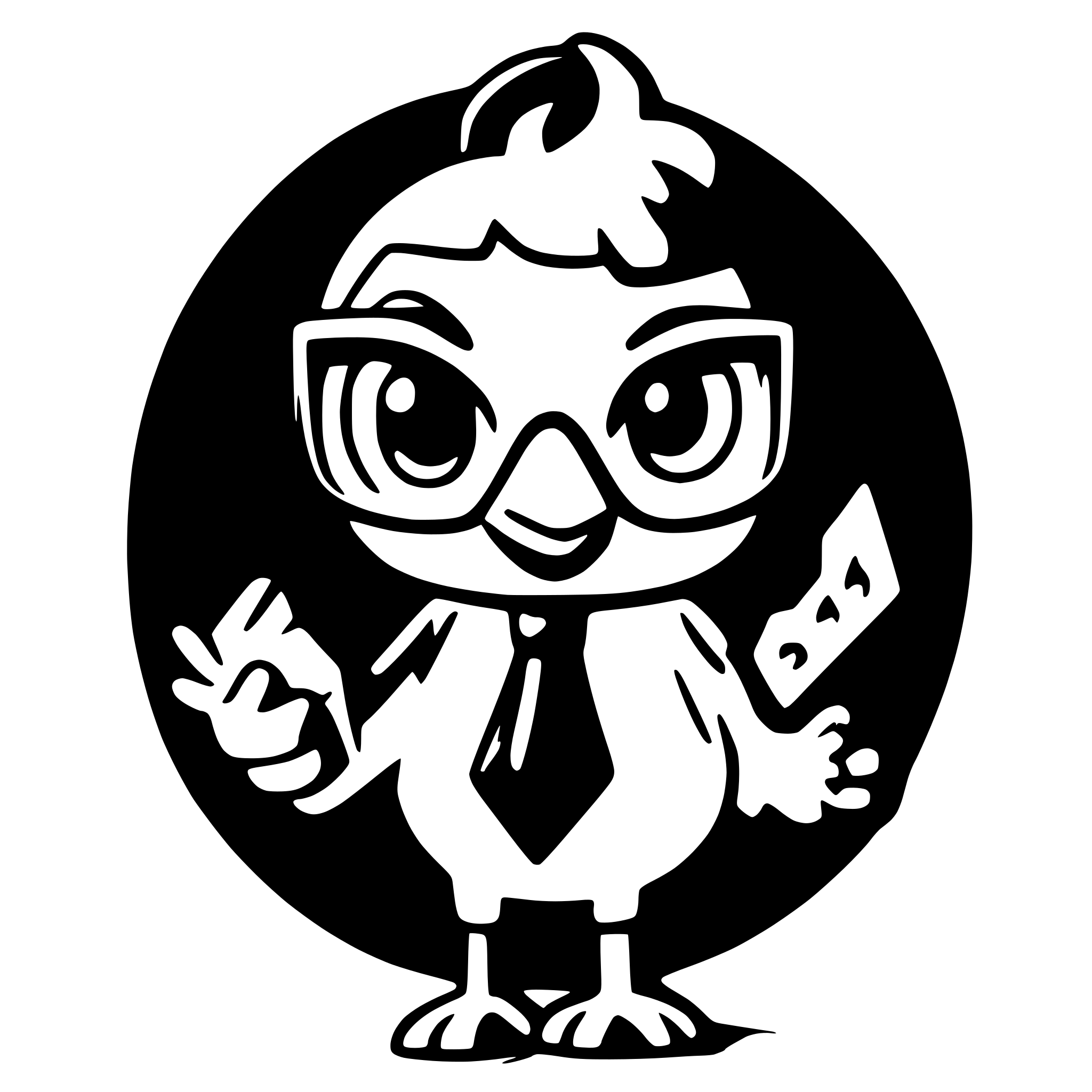 AI-generated SVG of a A friendly and intelligent cartoon chicken mascot for a quiz app named 'DoroQuiz'. The chicken should have an expressive, slightly curious face, wearing round glasses to represent intelligence. It should have a bright, playful color scheme (red, yellow, and white) with soft shading. The mascot should be holding a small quiz card or a book, symbolizing knowledge and quizzes. The design should be modern, fun, and appealing, suitable for a mobile app logo or branding. The background should be simpl